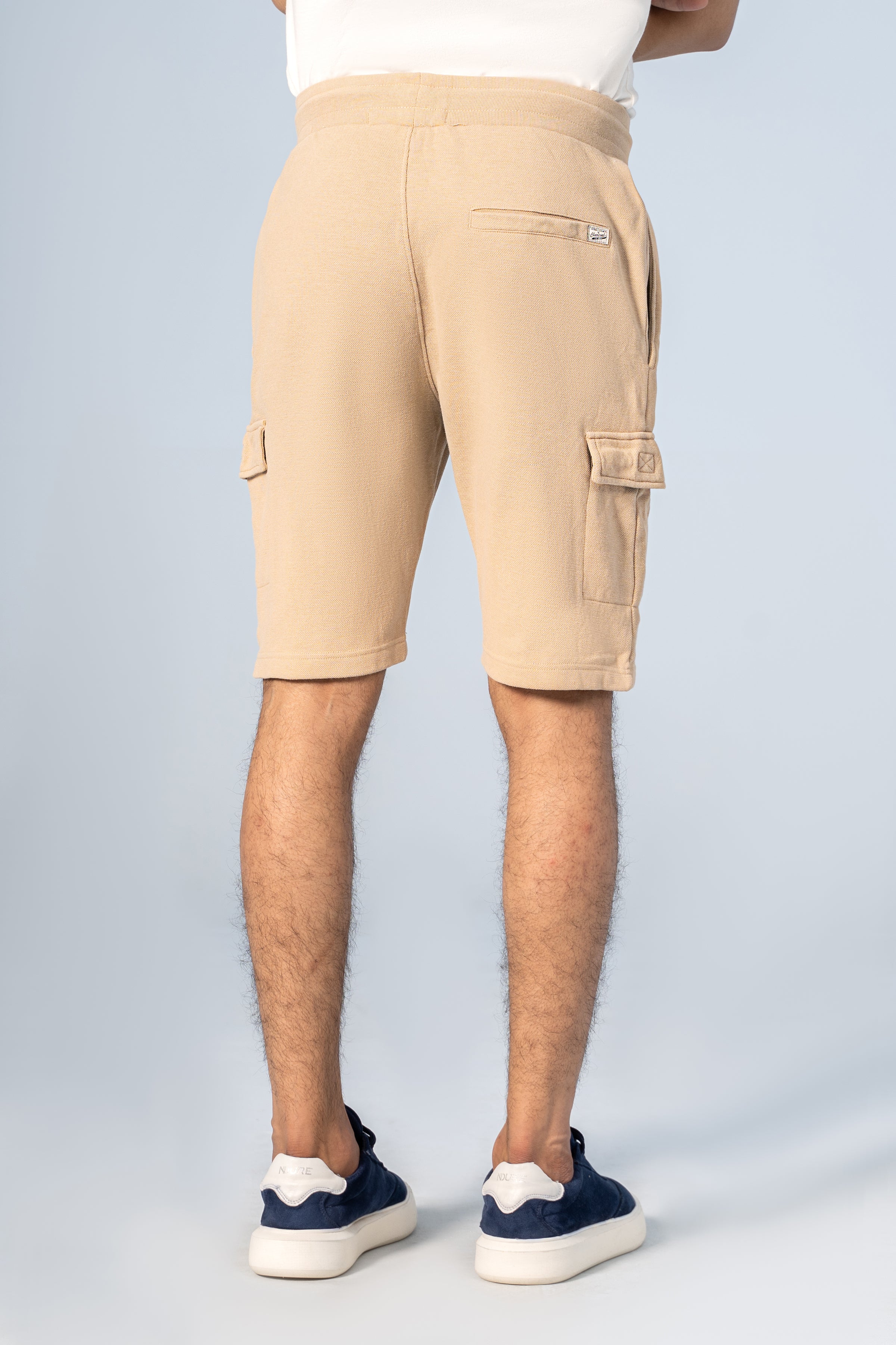 PIQUE TERRY CARGO SHORTS REGULAR FIT BEIGE - Charcoal Clothing