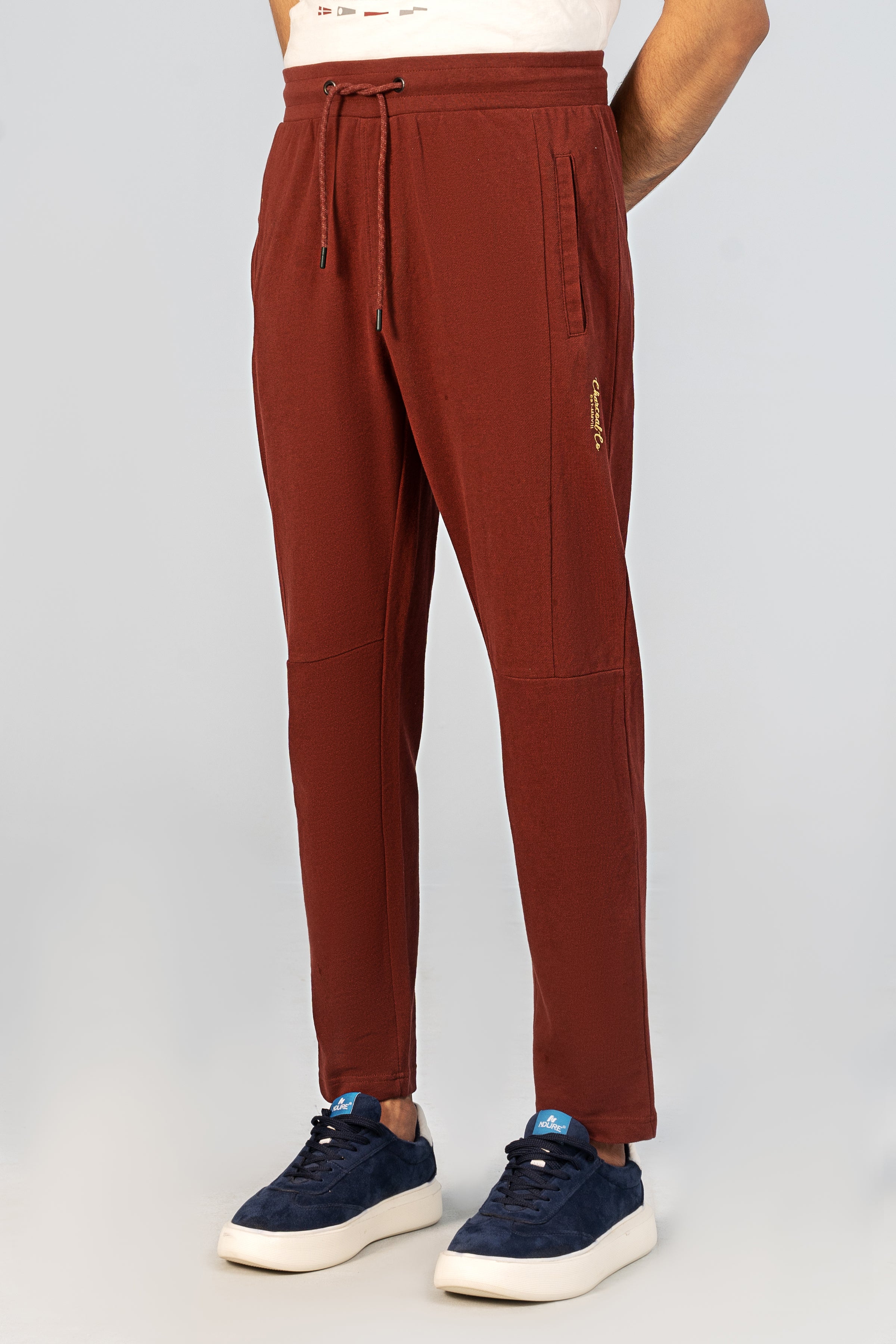 PIQUE JOGGER WAIST PANEL TROUSER RUST - Charcoal Clothing