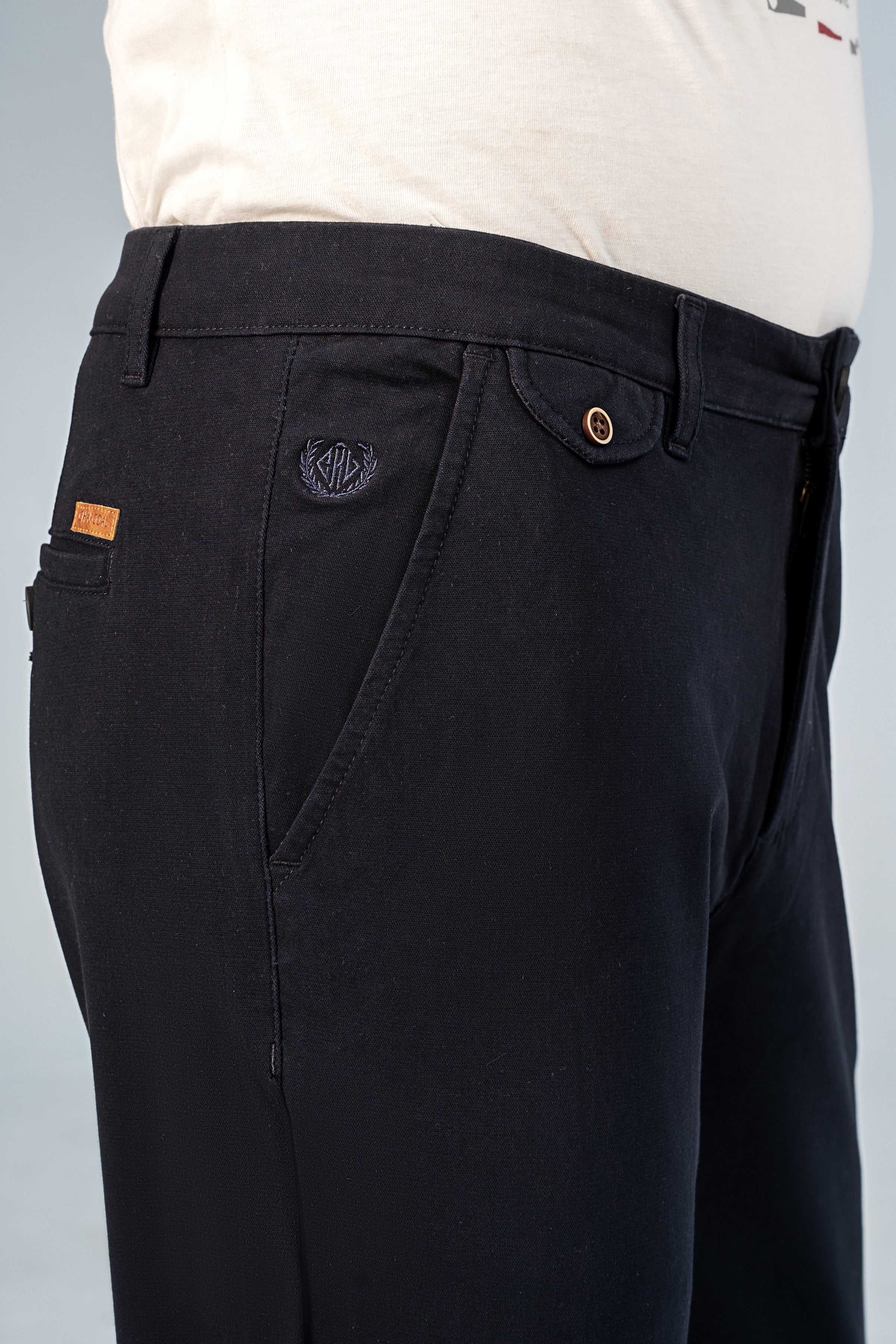 CASUAL PANT CROSS POCKET BI-STRETCH NAVY - Charcoal Clothing