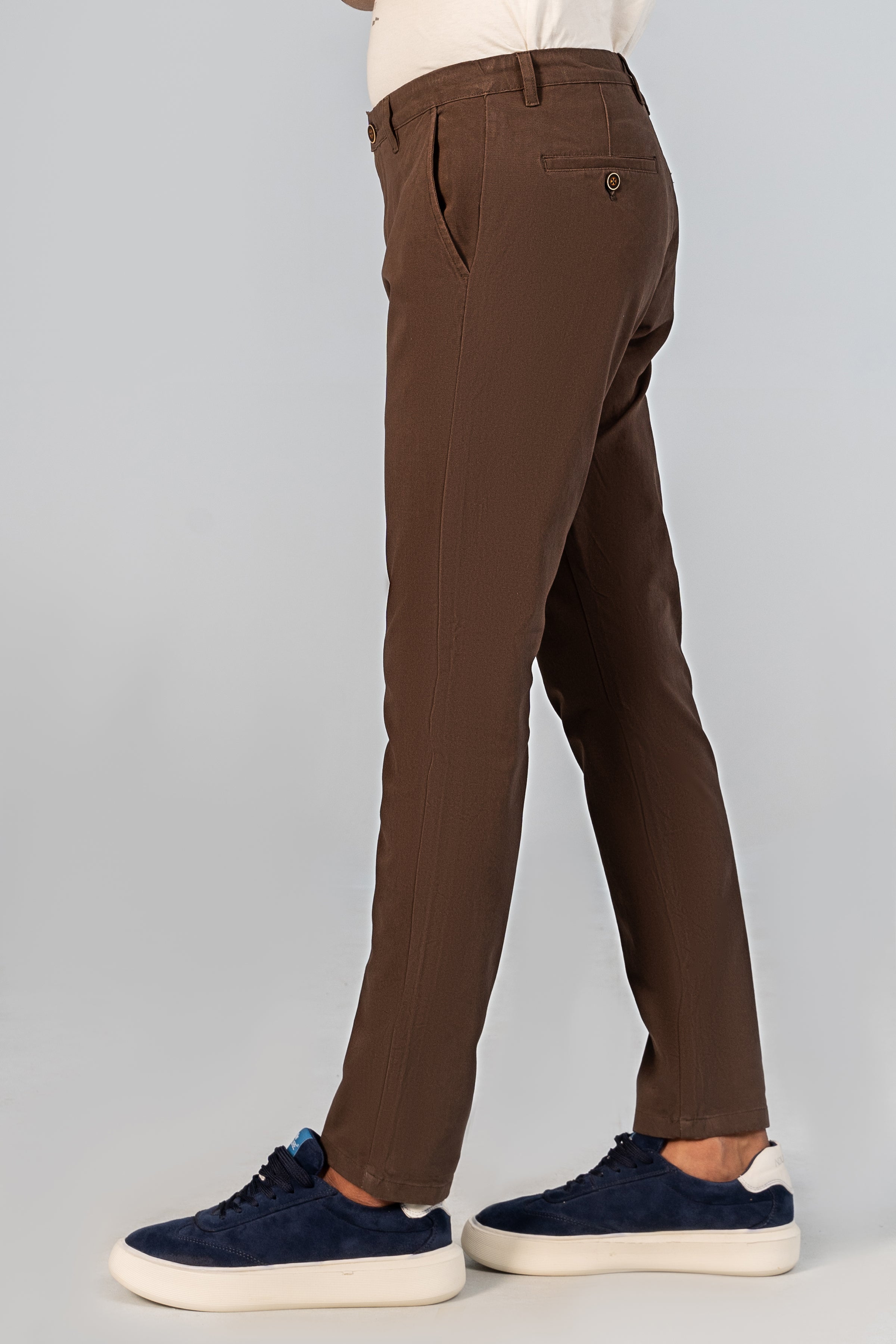 CASUAL PANT CROSS POCKET BI-STRETCH CHOCLATE BROWN - Charcoal Clothing
