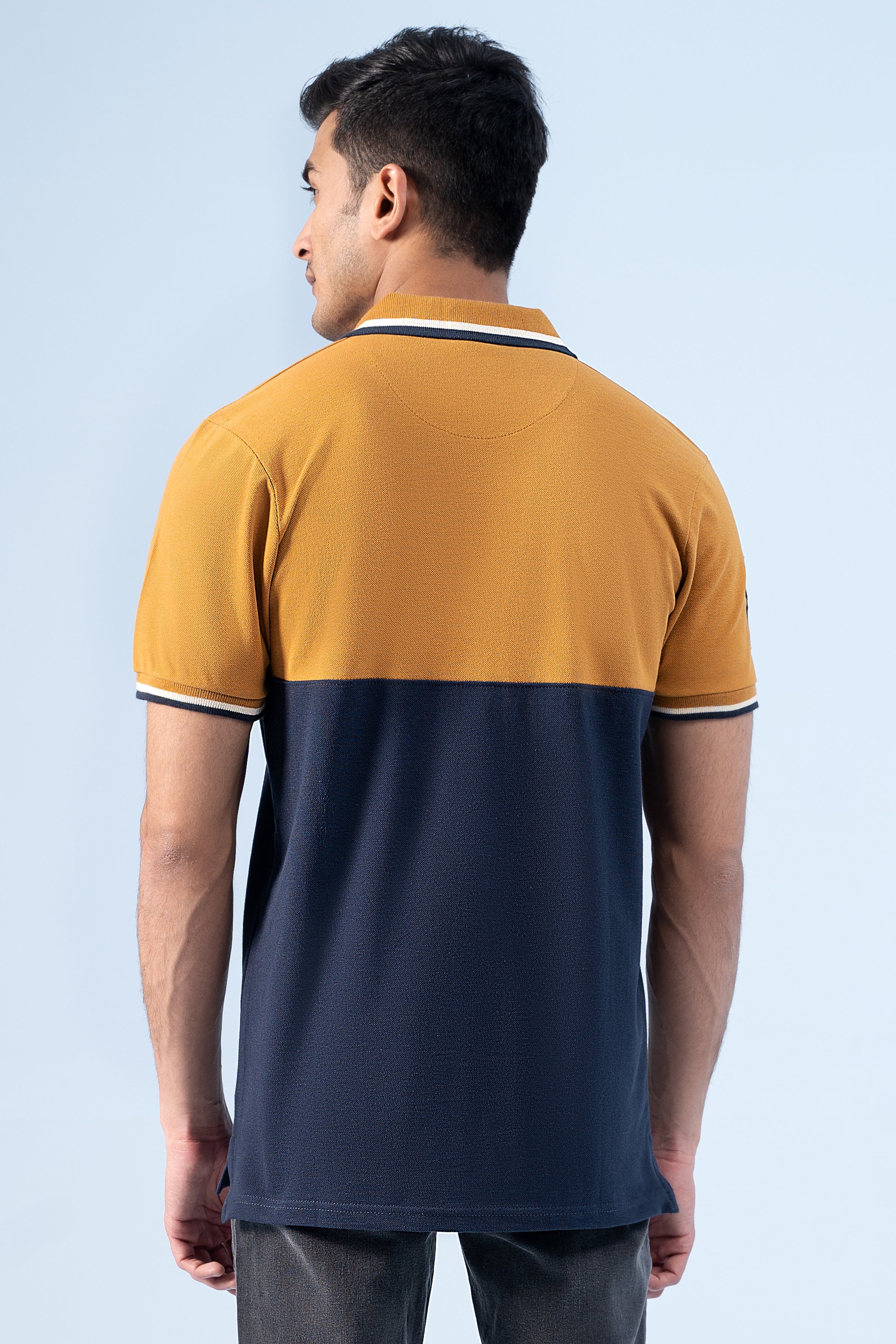 FASHION POLO SHIRT MUSTARD NAVY - Charcoal Clothing