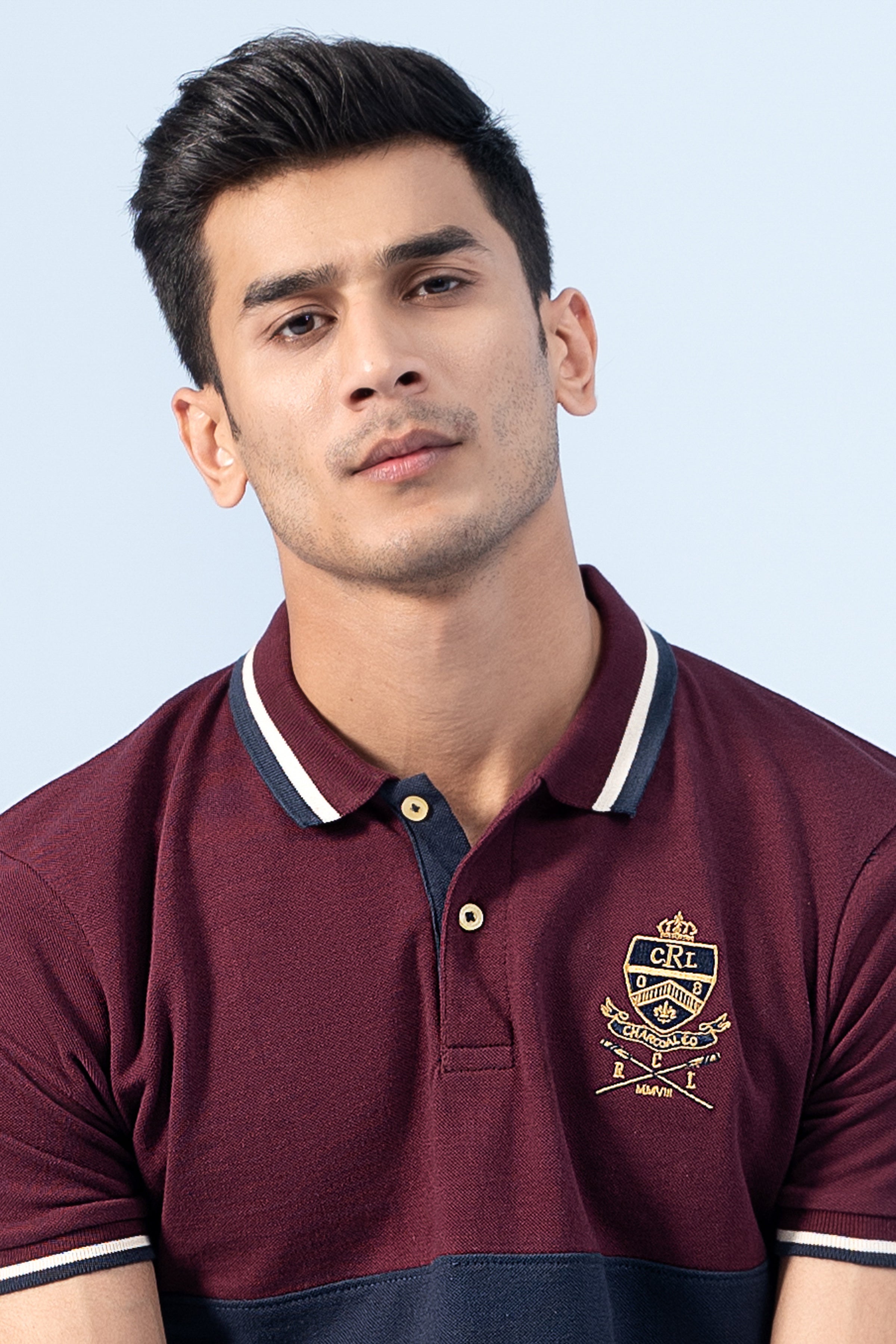 FASHION POLO SHIRT MAROON NAVY - Charcoal Clothing