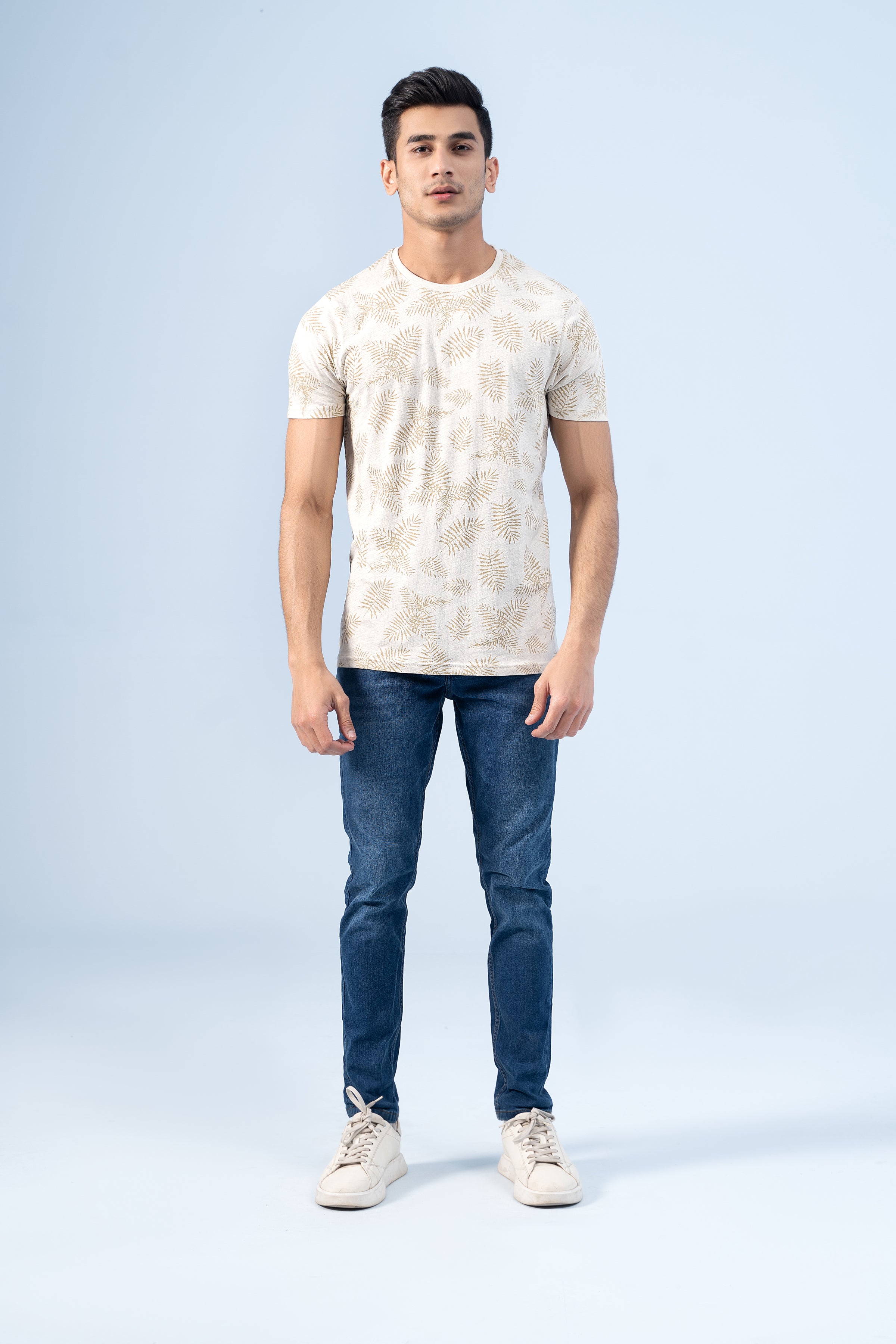 PRINTED T-SHIRT KHAKI - Charcoal Clothing
