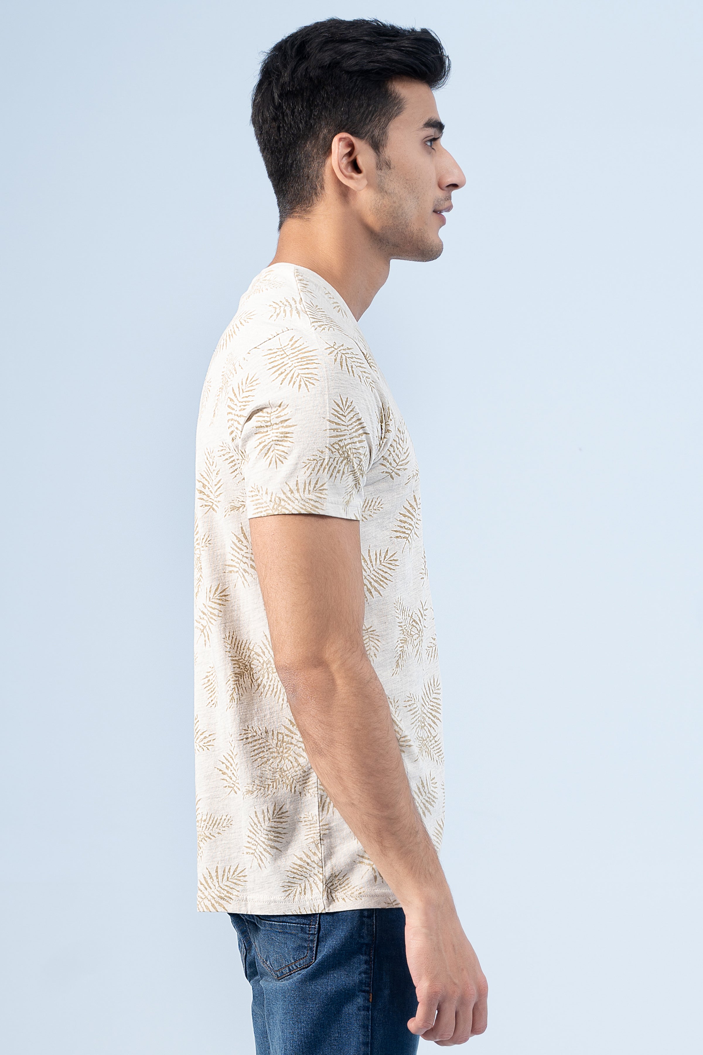 PRINTED T-SHIRT KHAKI - Charcoal Clothing