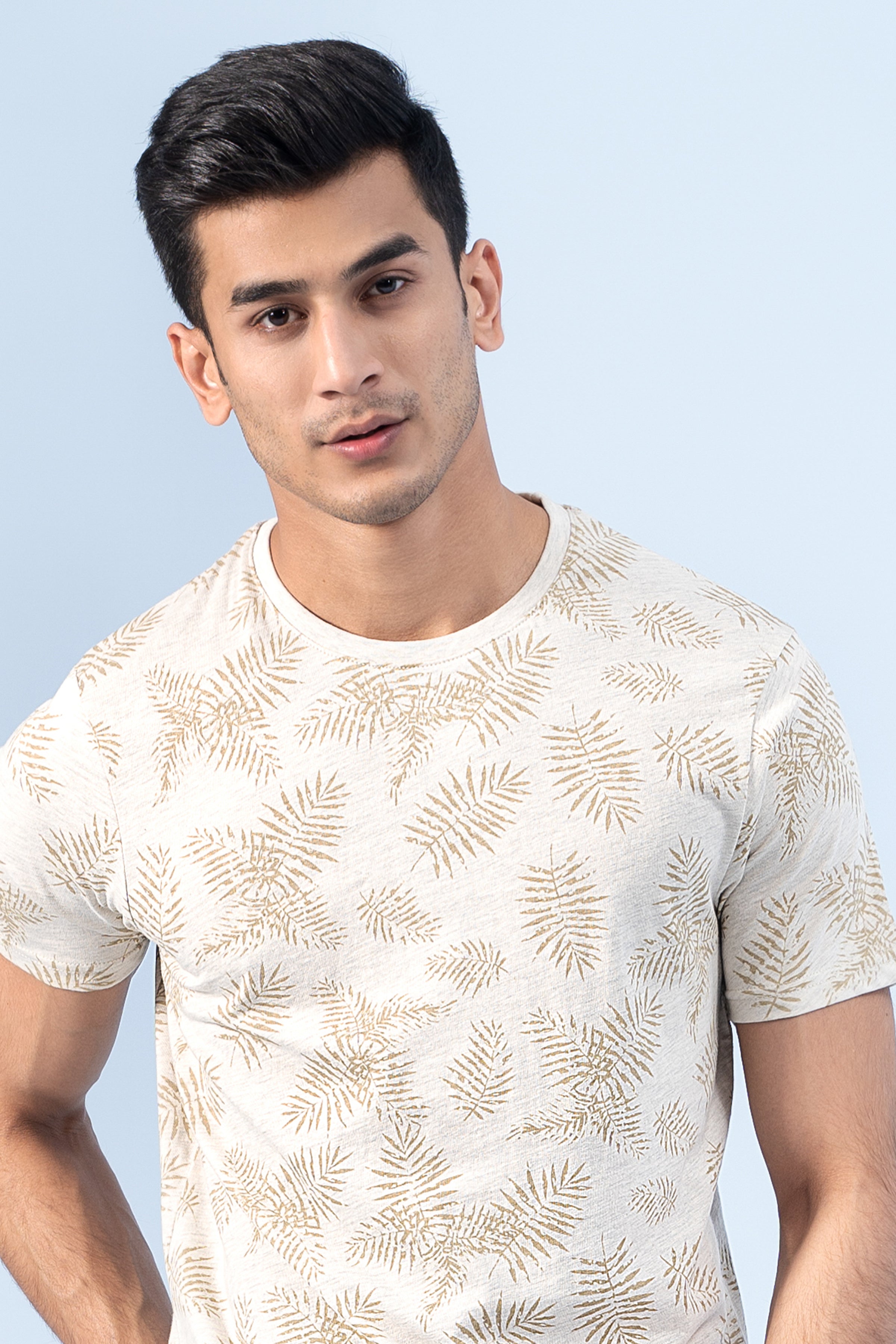 PRINTED T-SHIRT KHAKI - Charcoal Clothing