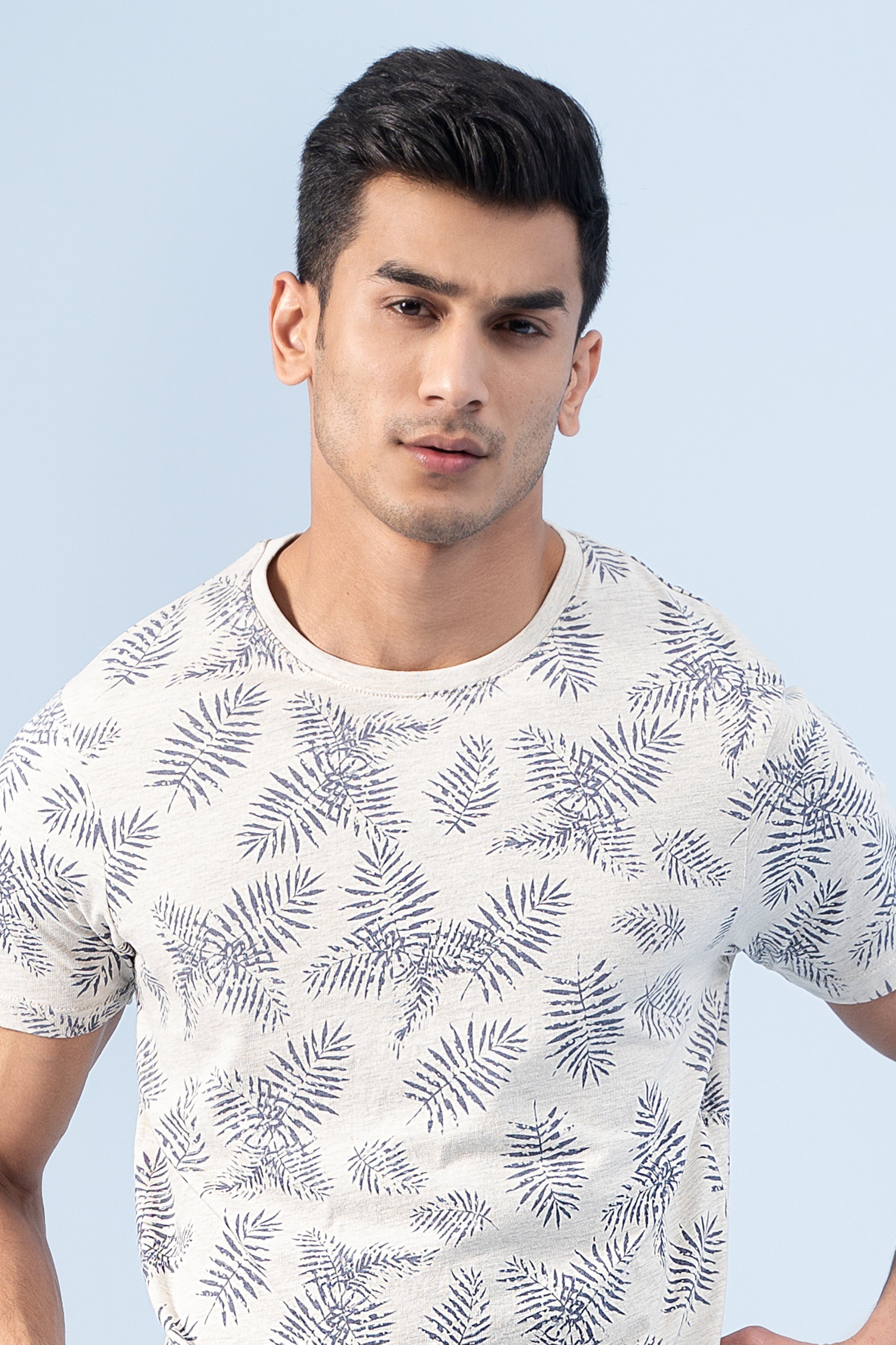 PRINTED T-SHIRT OFF WHITE NAVY - Charcoal Clothing