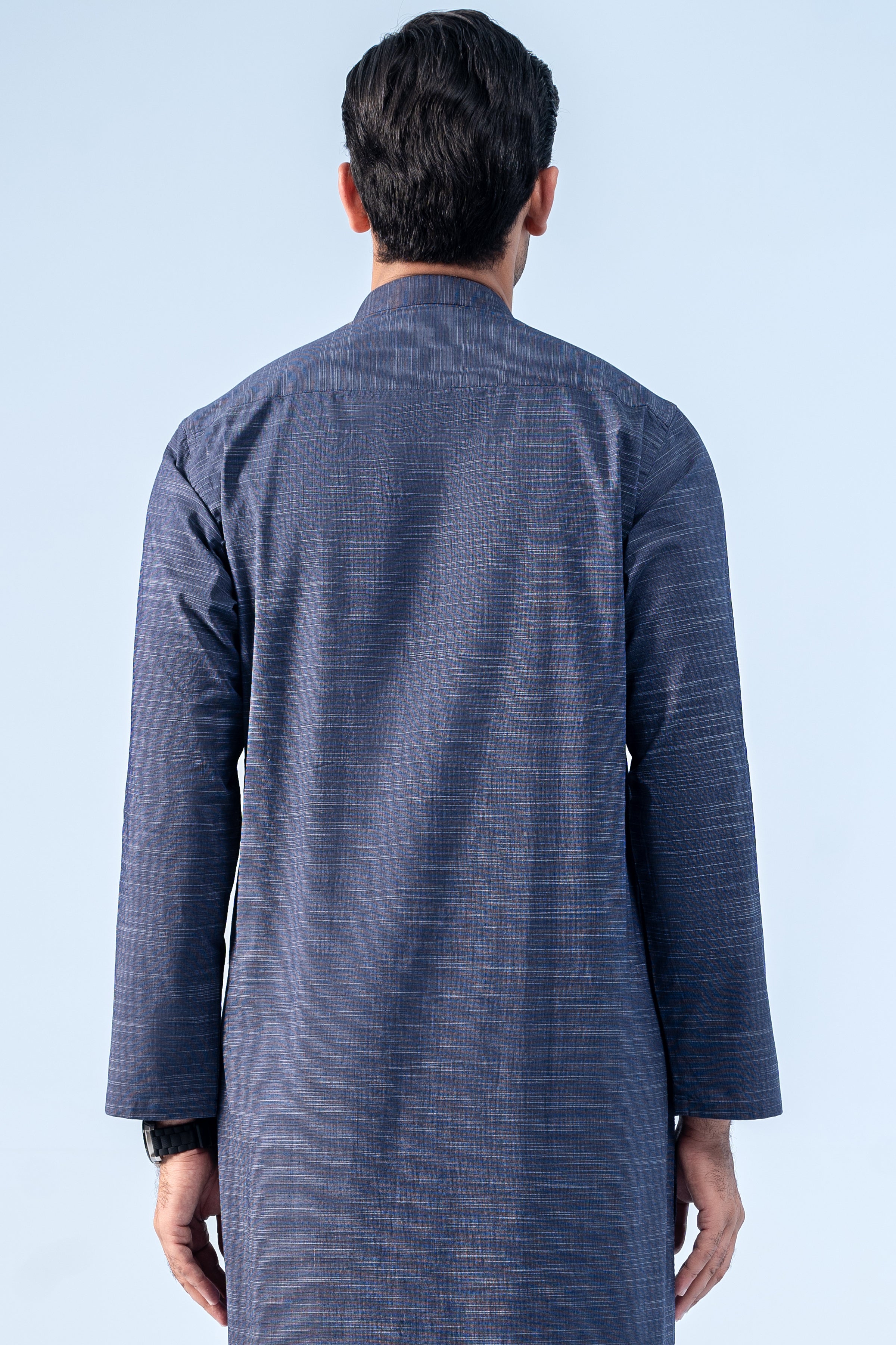 COTTON SLUB KURTA BLUE - Charcoal Clothing