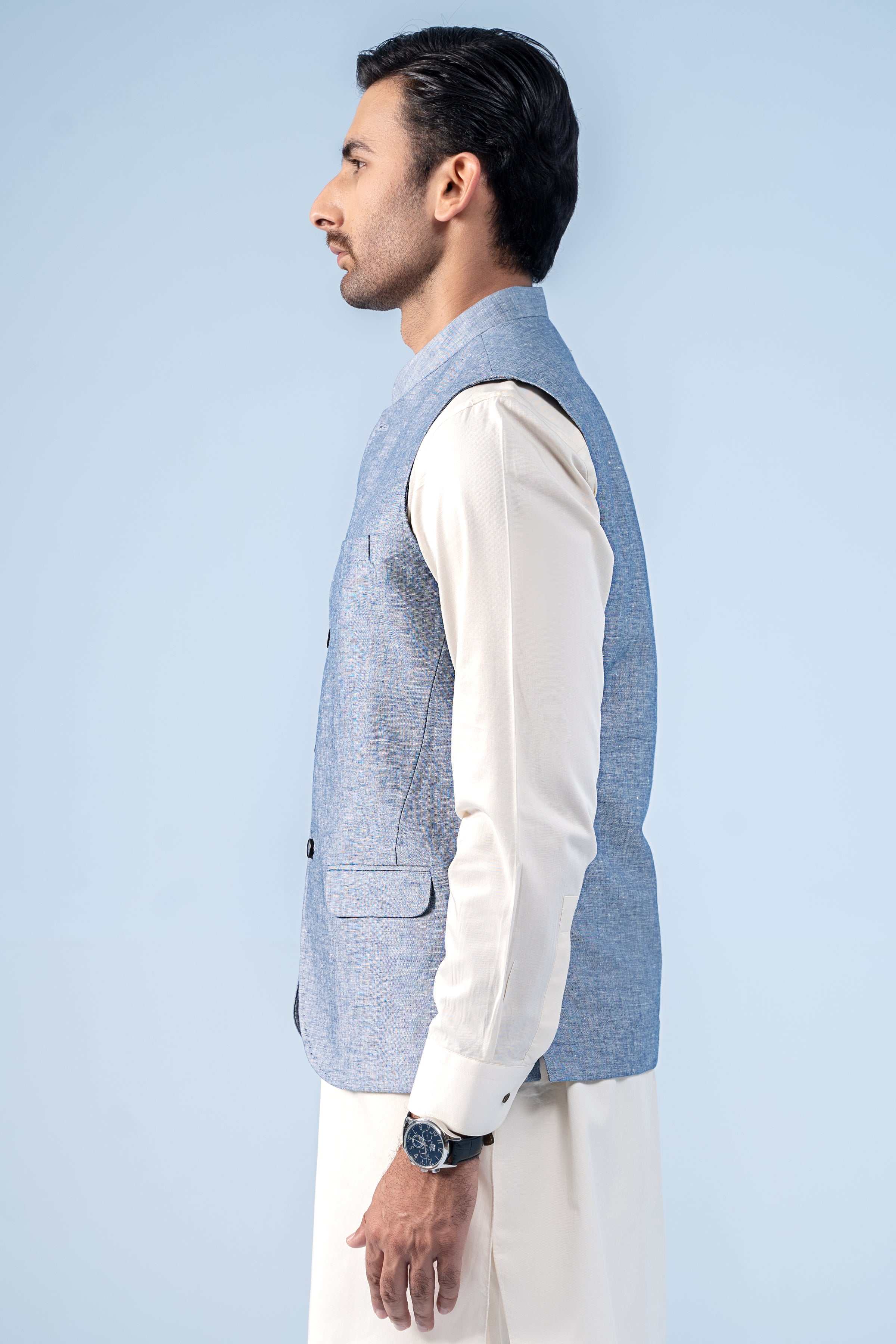 WAISTCOAT LIGHT BLUE - Charcoal Clothing