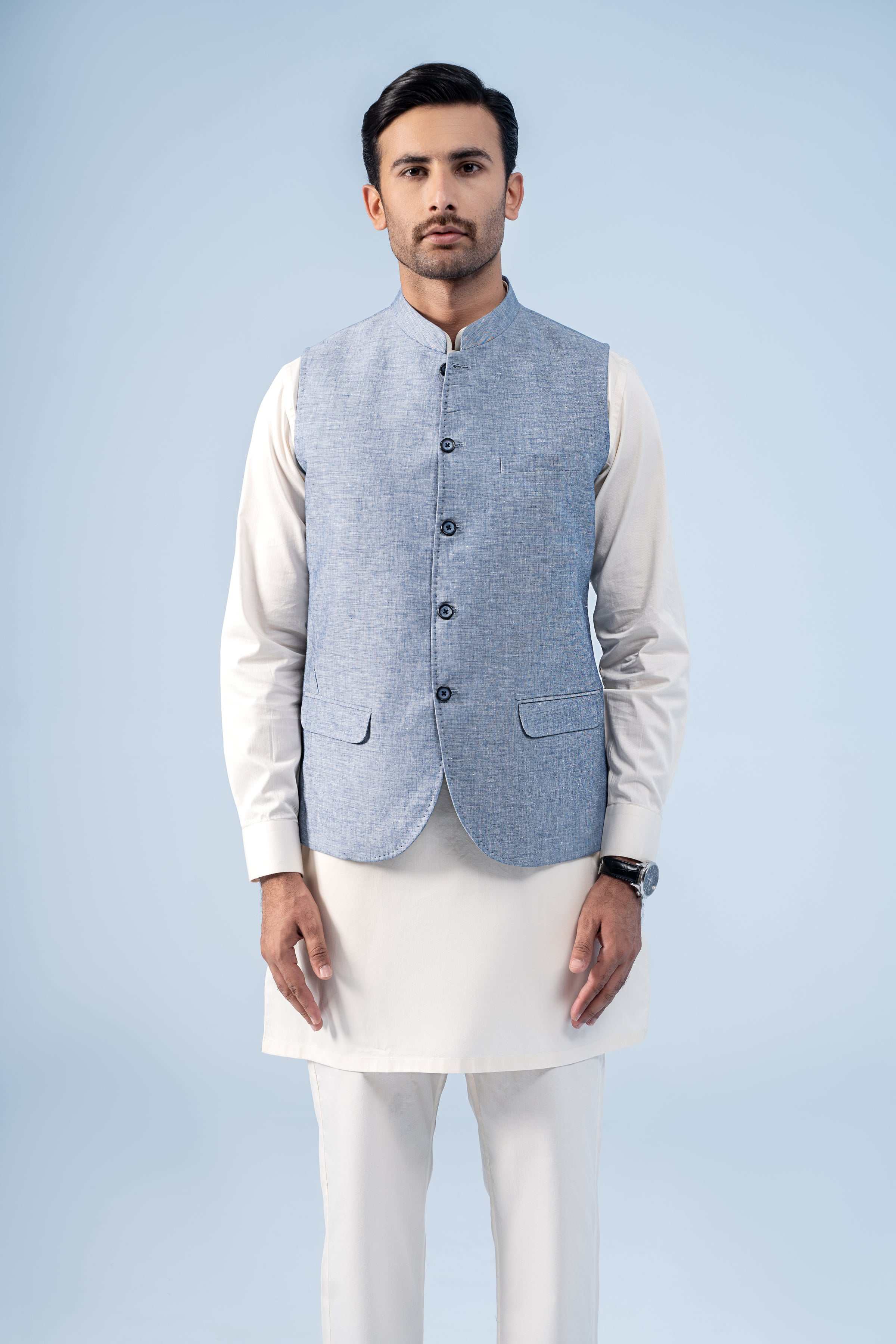 WAISTCOAT LIGHT BLUE - Charcoal Clothing