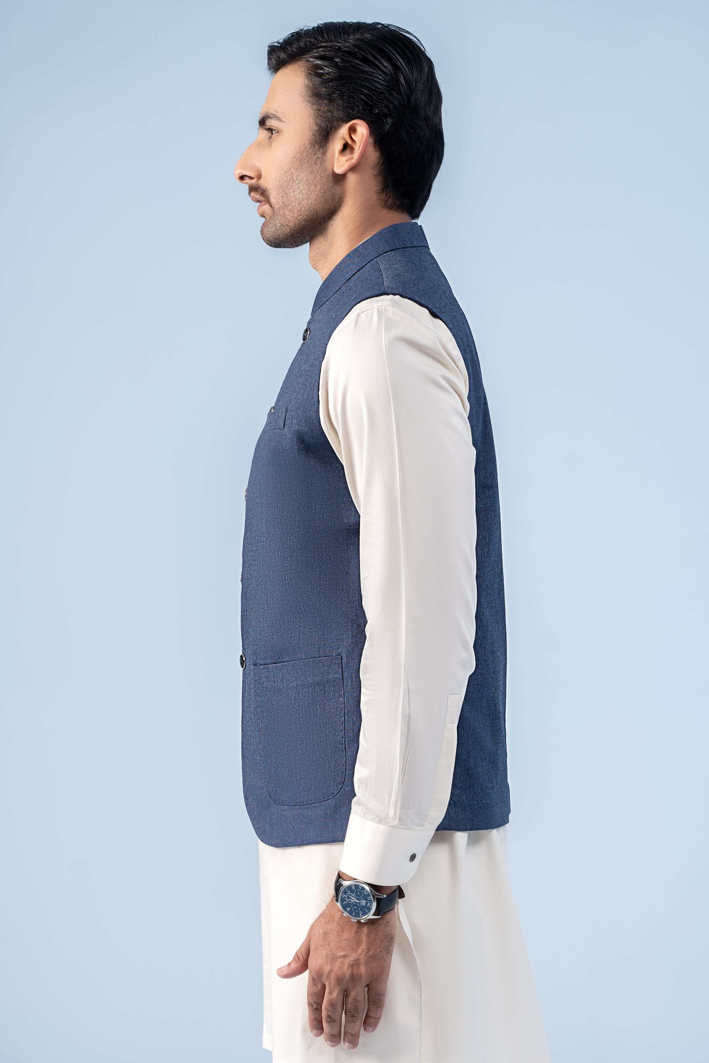 WAISTCOAT DENIM BLUE - Charcoal Clothing