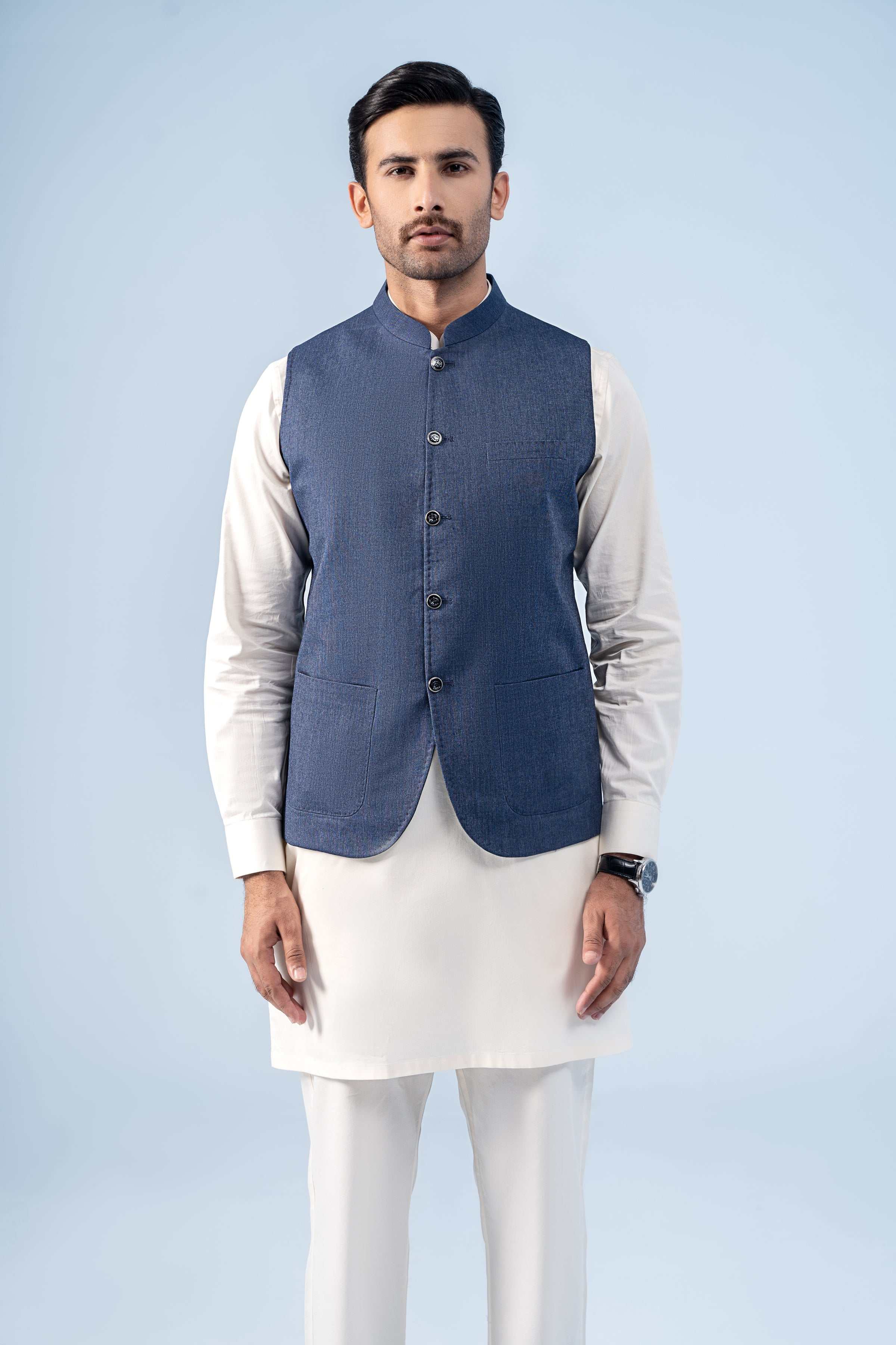 WAISTCOAT DENIM BLUE - Charcoal Clothing