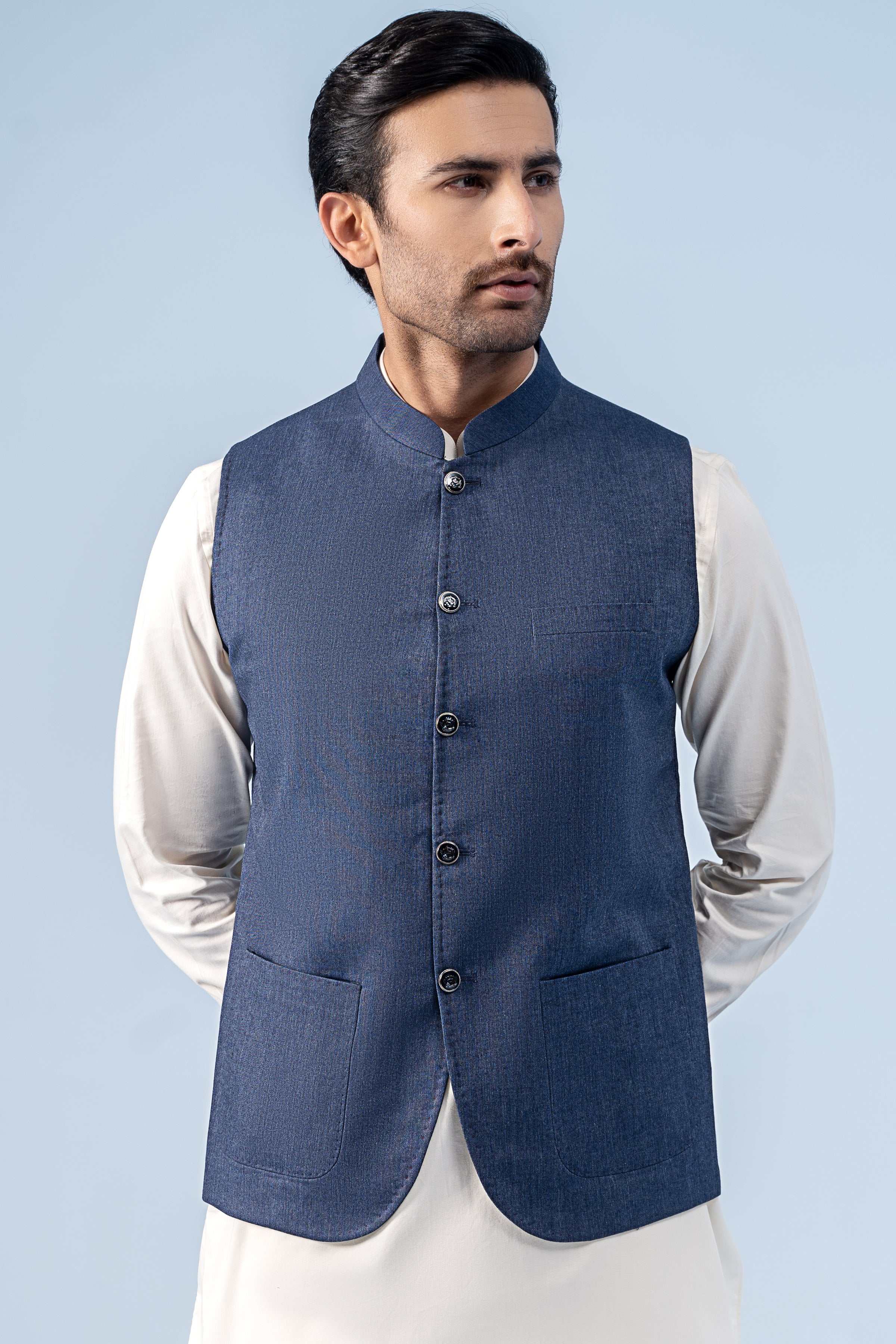 WAISTCOAT DENIM BLUE - Charcoal Clothing