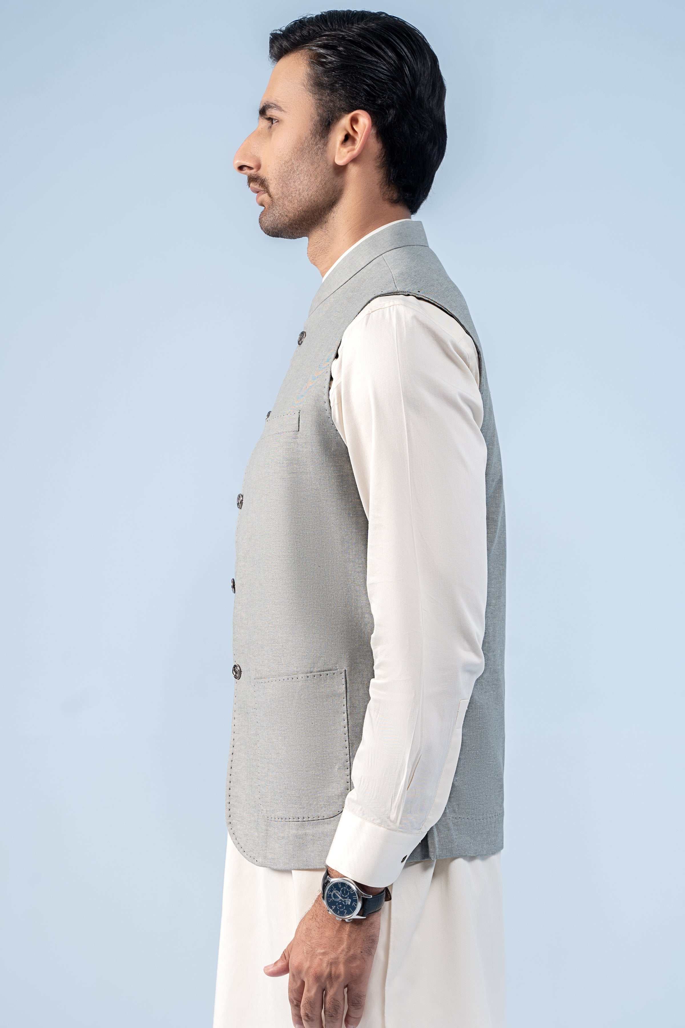 WAISTCOAT GREEN TEXTURED - Charcoal Clothing