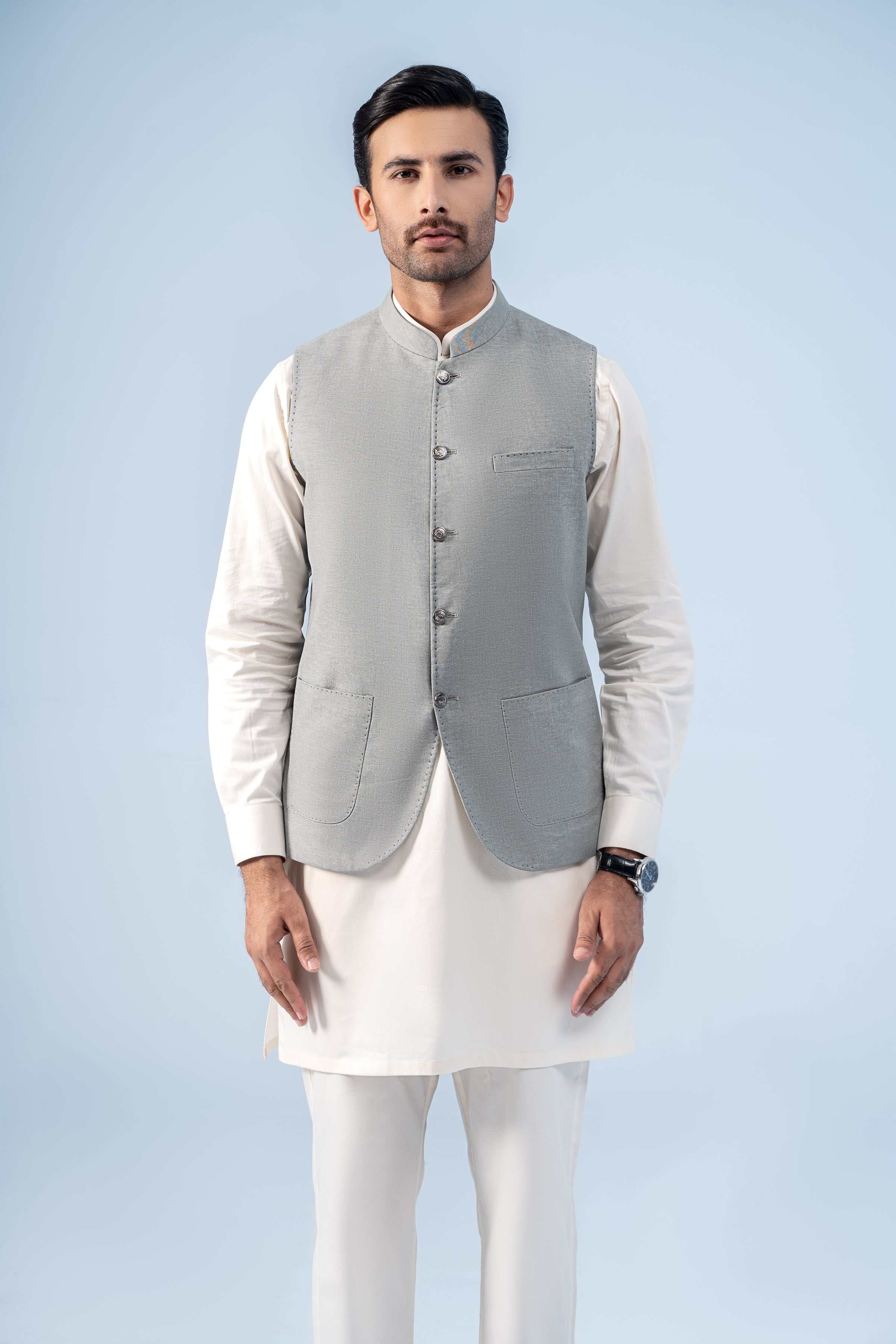 WAISTCOAT GREEN TEXTURED - Charcoal Clothing