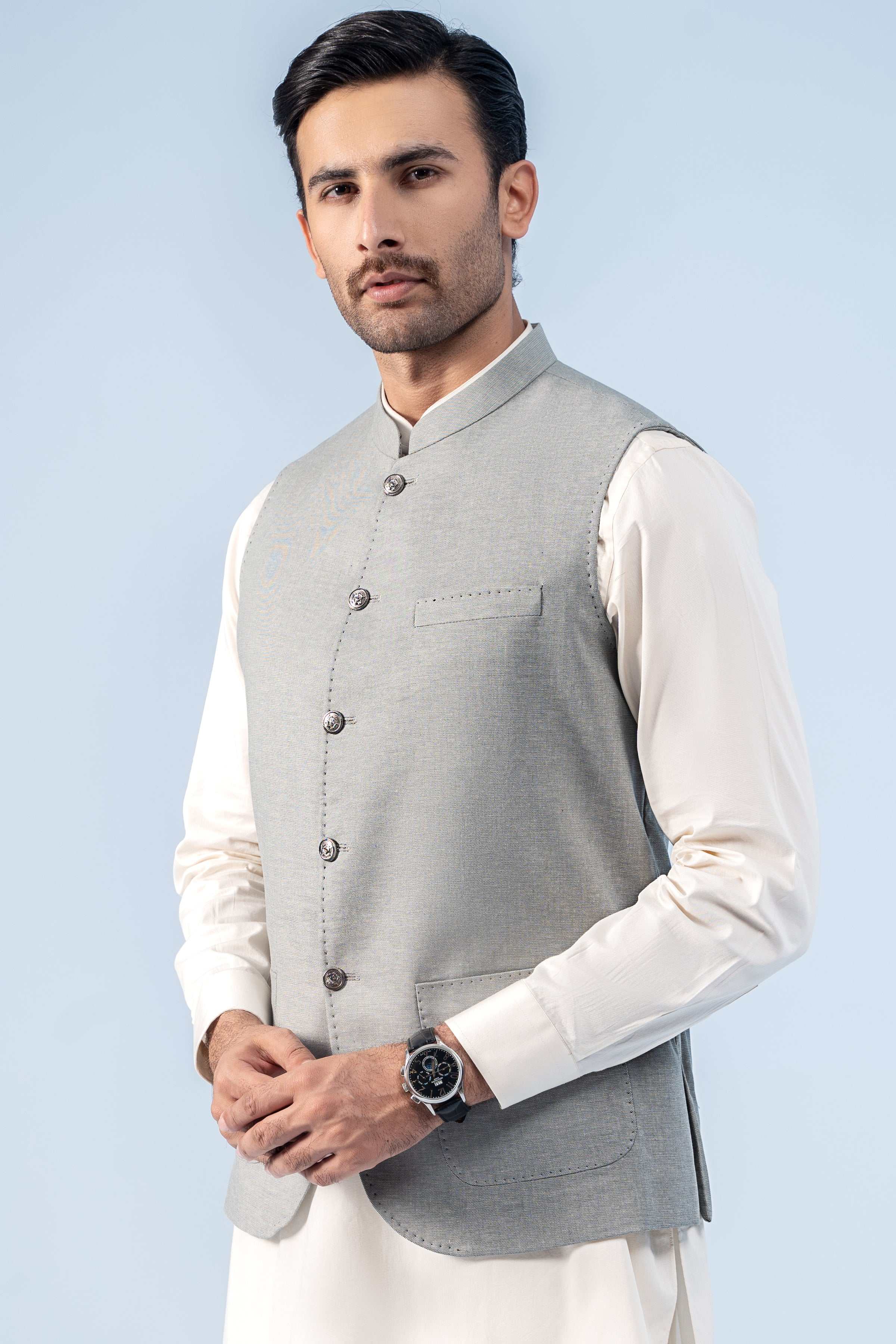 WAISTCOAT GREEN TEXTURED - Charcoal Clothing