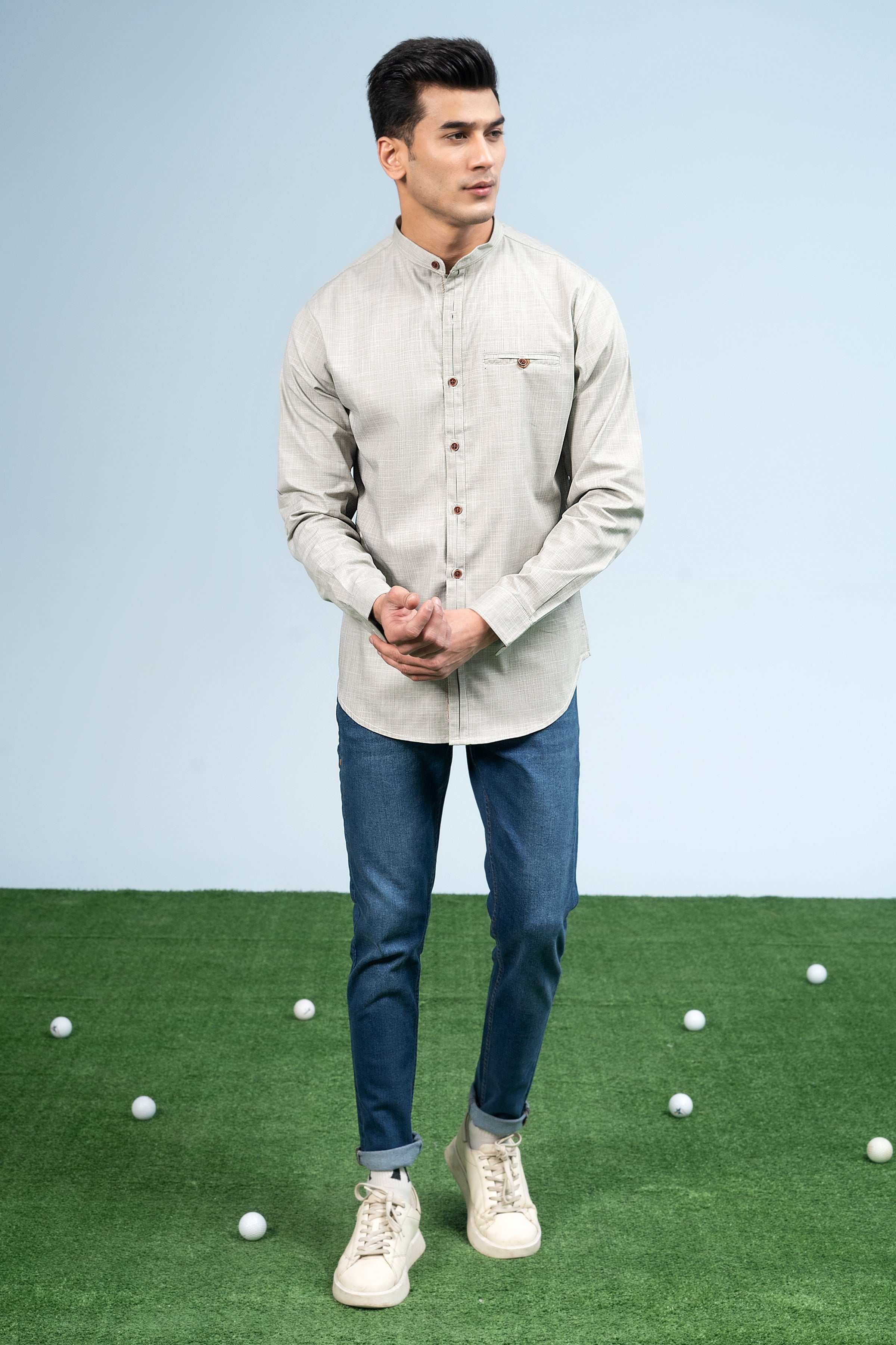 CASUAL SHIRT KHAKI - Charcoal Clothing
