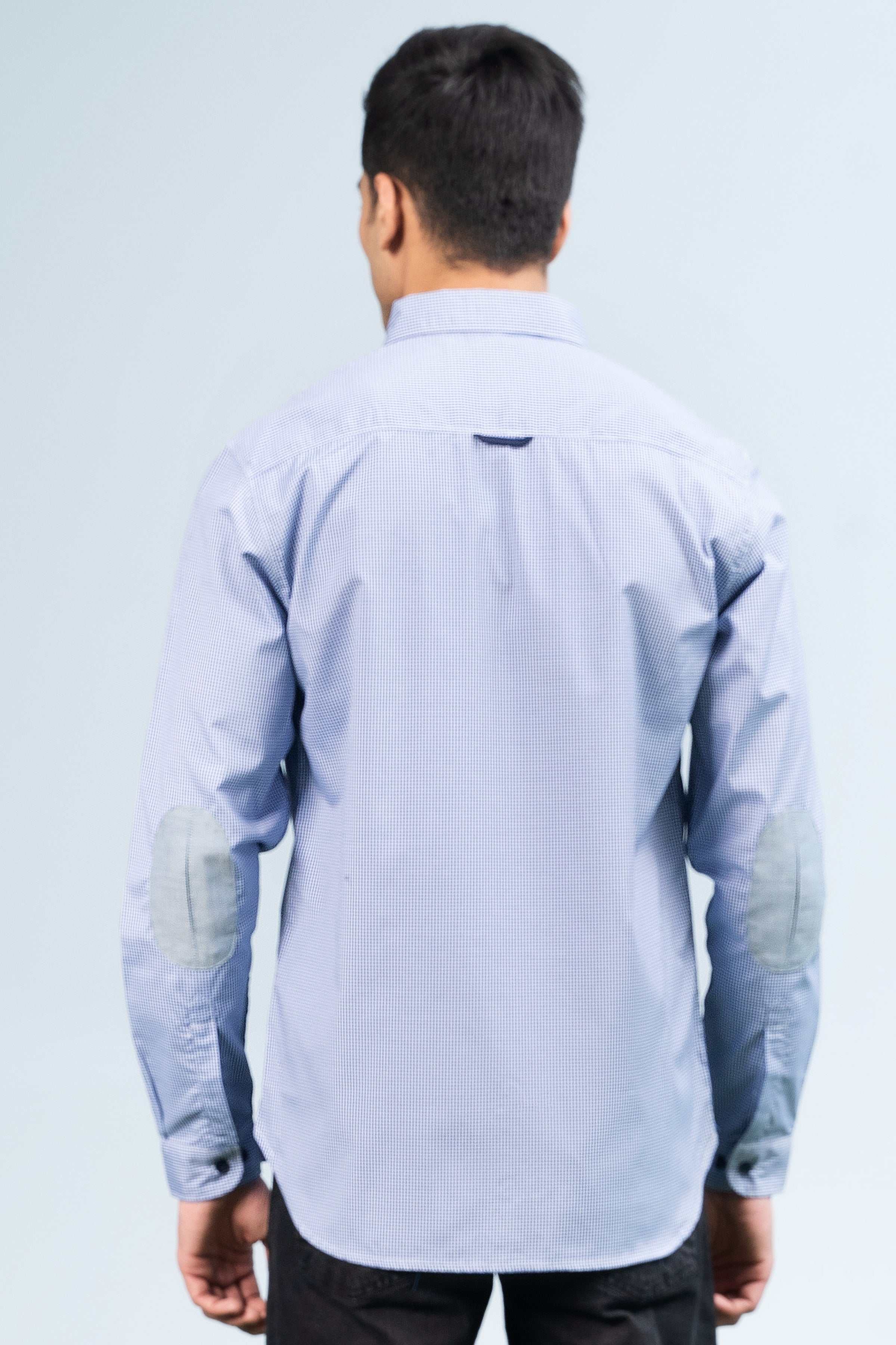 CASUAL SHIRT BLUE WHITE CHECK - Charcoal Clothing