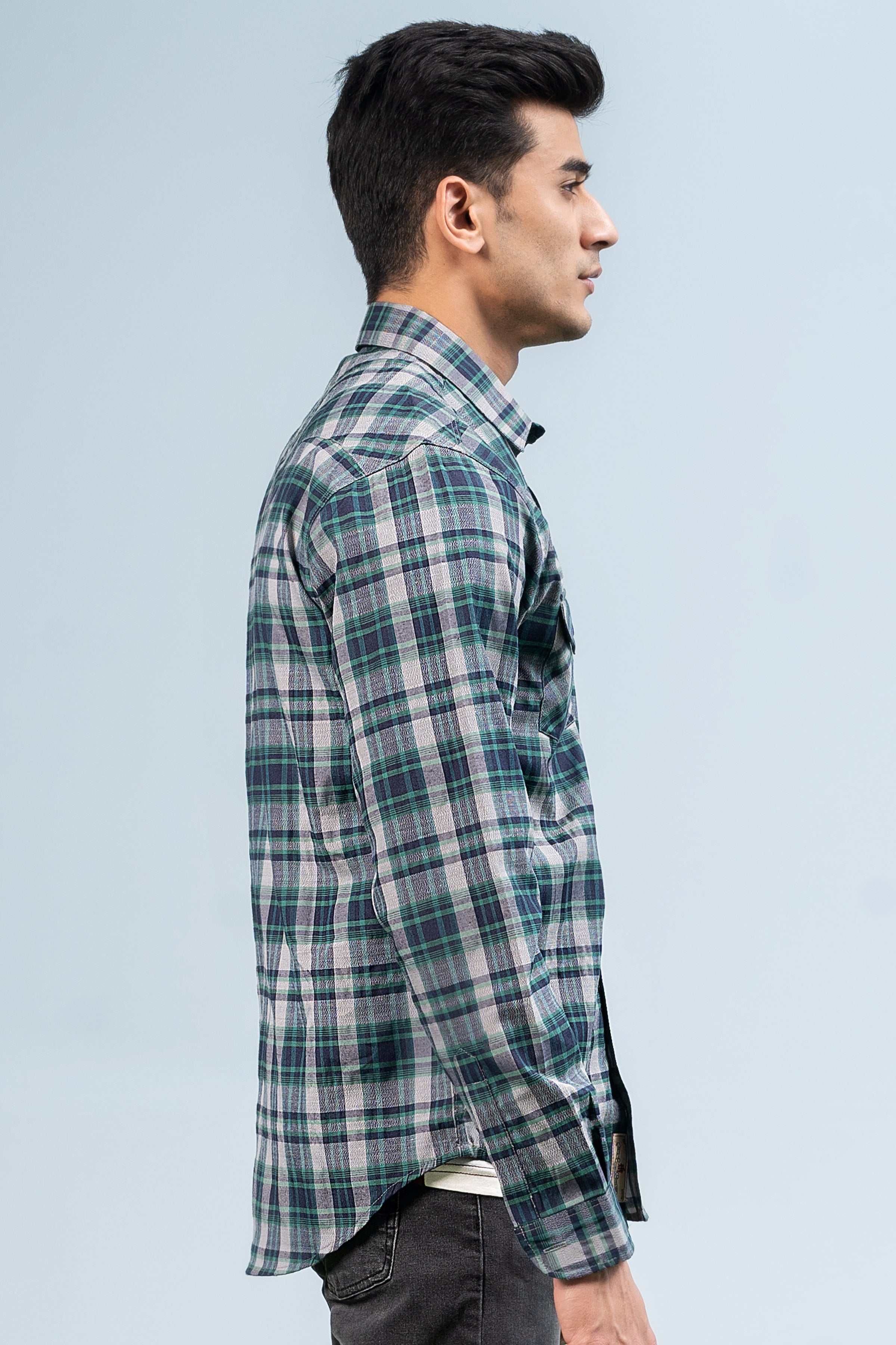 CASUAL SHIRT GREEN CHECK - Charcoal Clothing