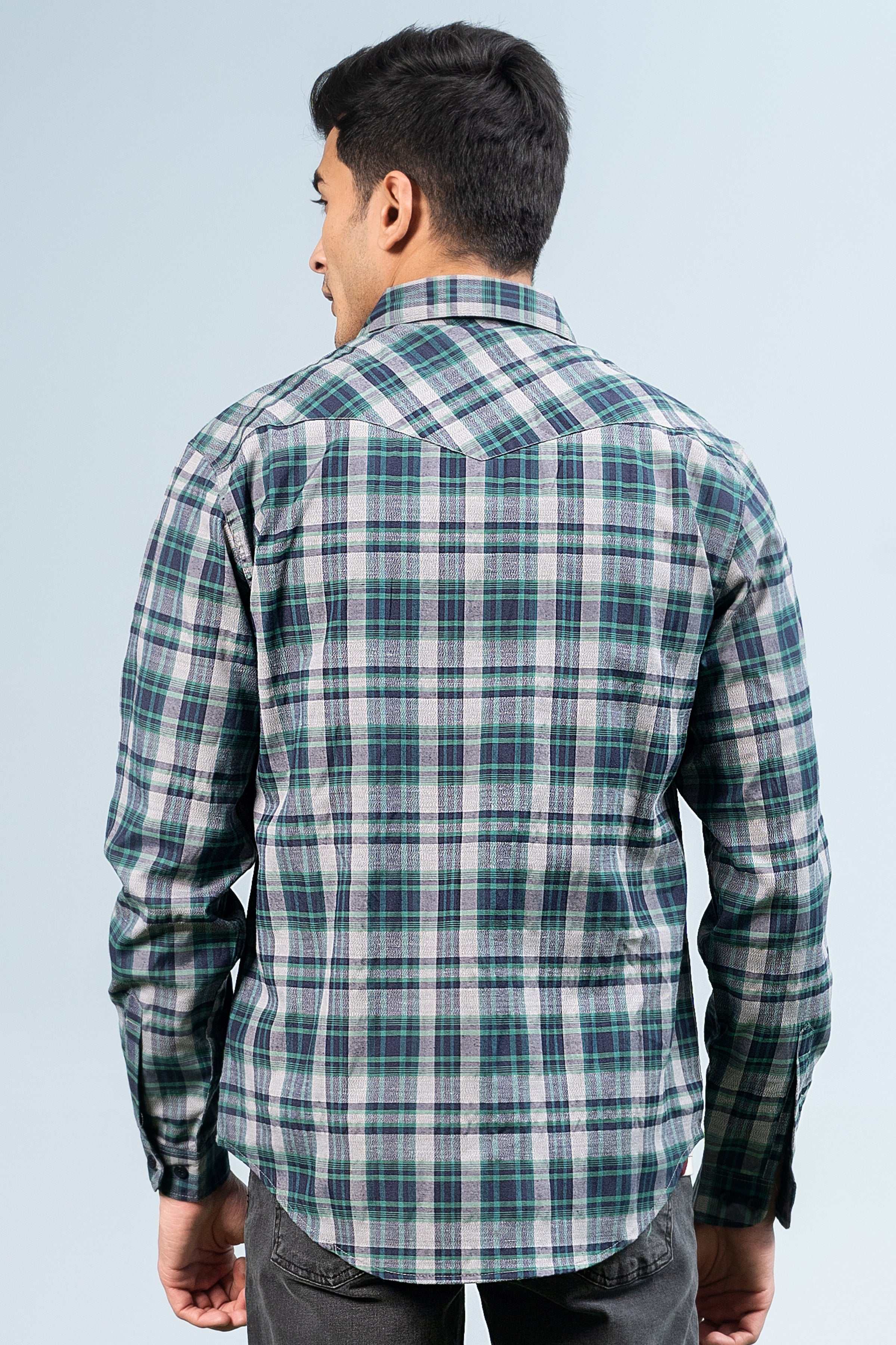 CASUAL SHIRT GREEN CHECK - Charcoal Clothing