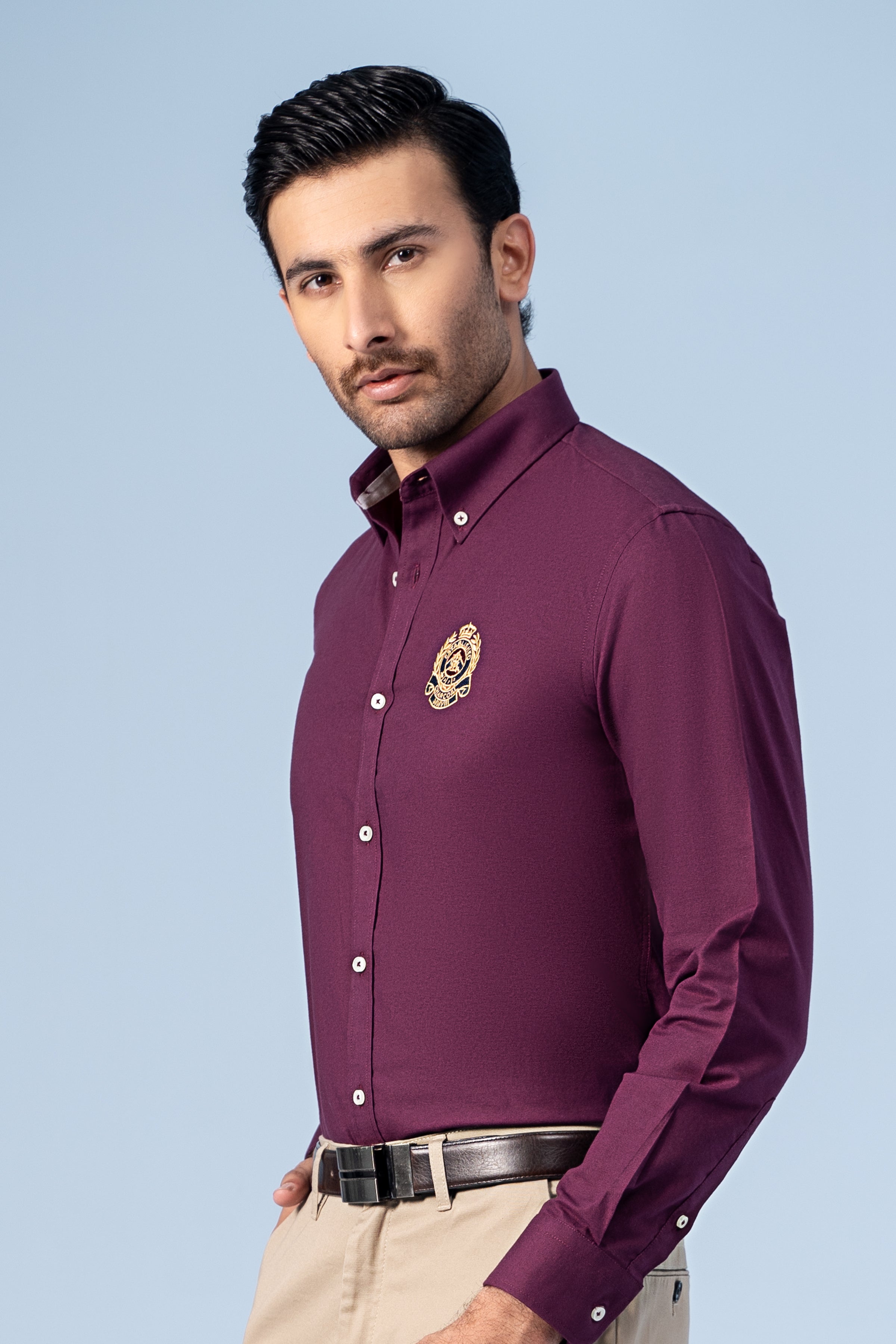 SEMI CASUAL SHIRT BURGUNDY - Charcoal Clothing