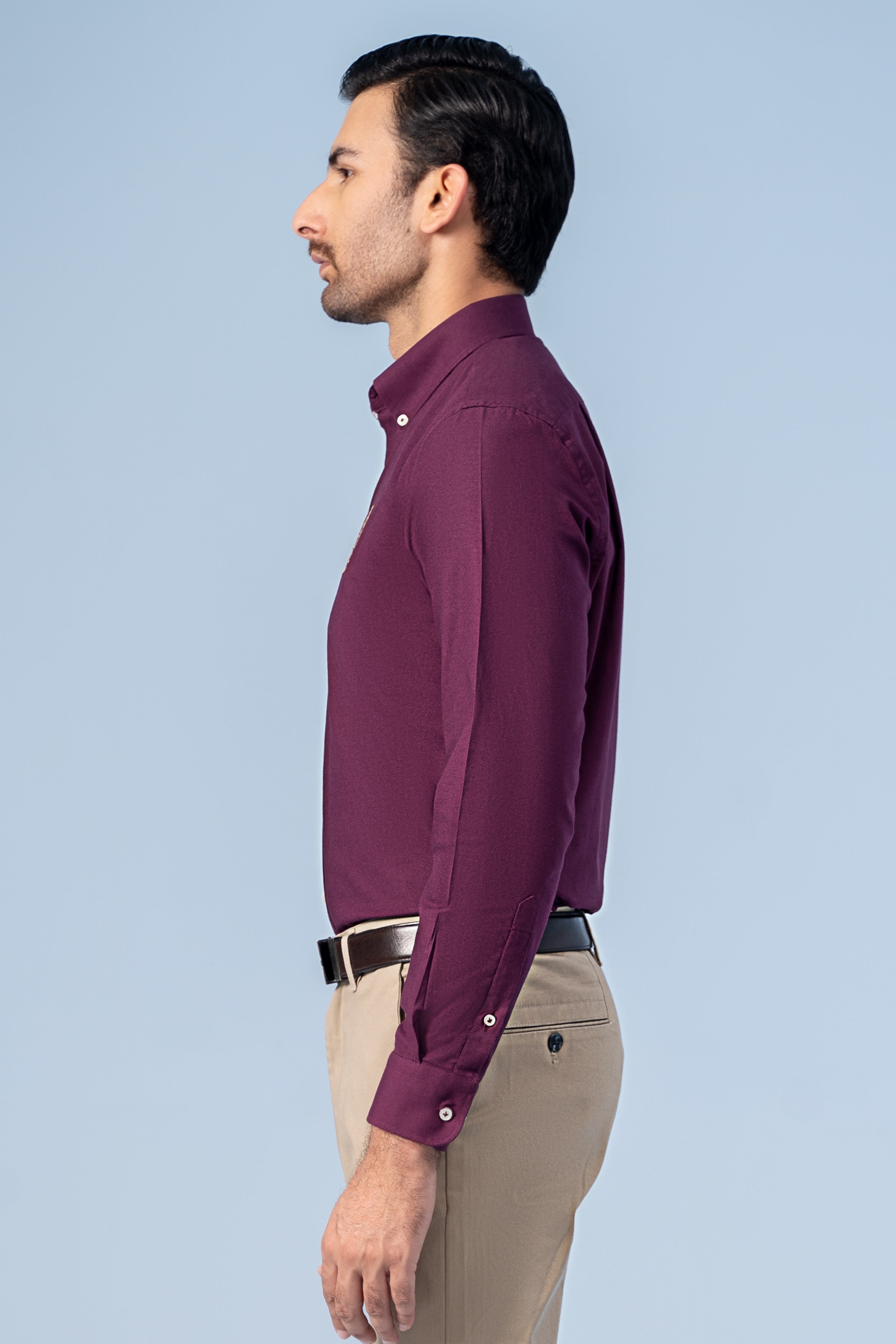 SEMI CASUAL SHIRT BURGUNDY - Charcoal Clothing