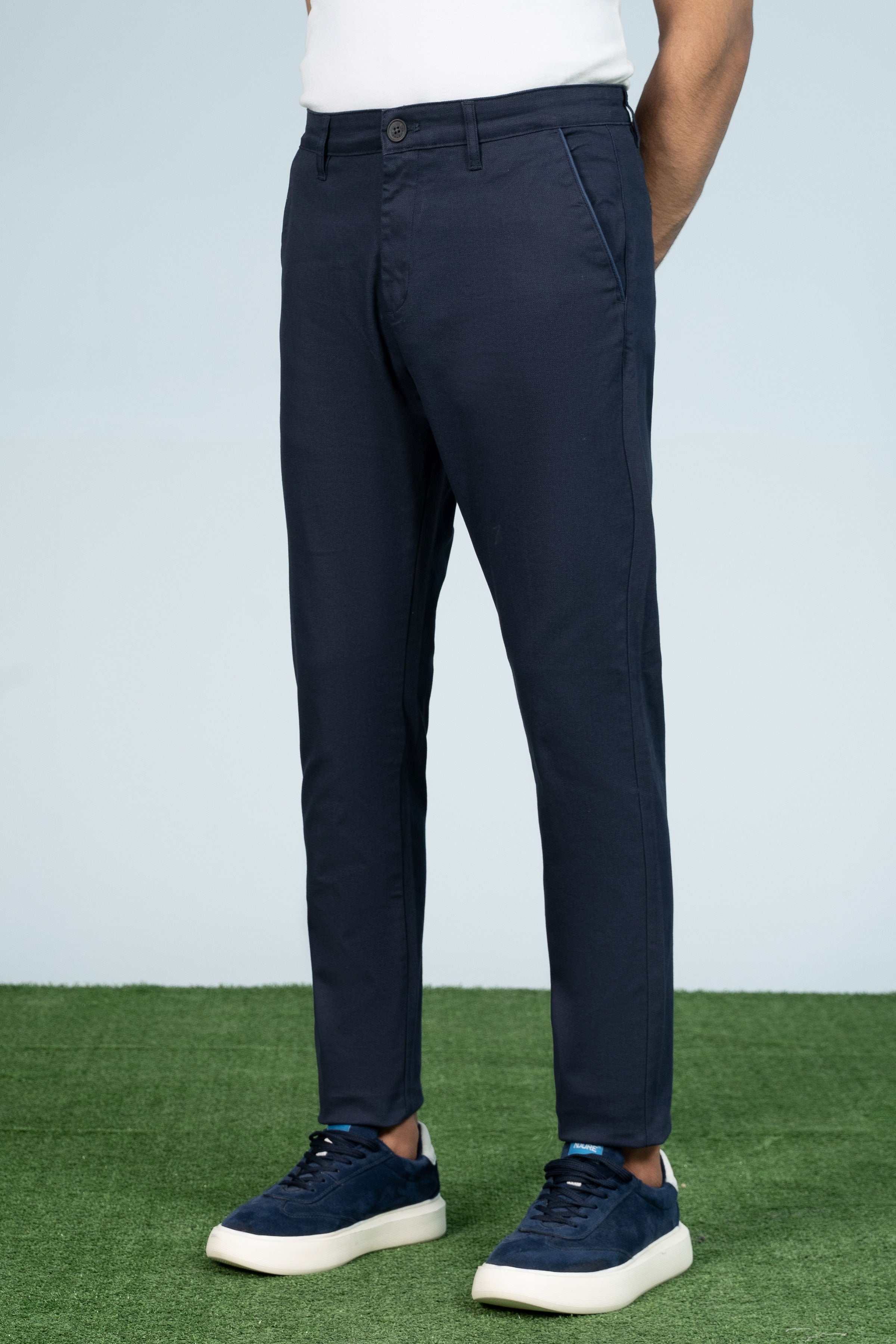 CROSS POCKET PRINTED PANT NAVY - Charcoal Clothing
