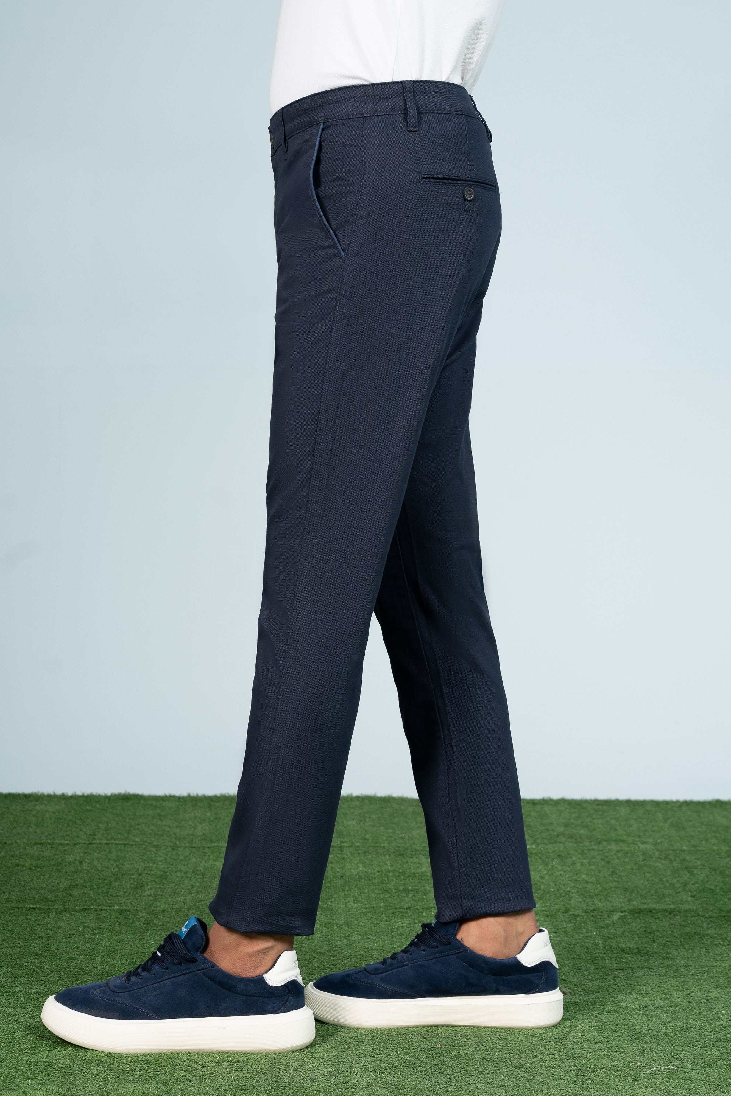CROSS POCKET PRINTED PANT NAVY - Charcoal Clothing