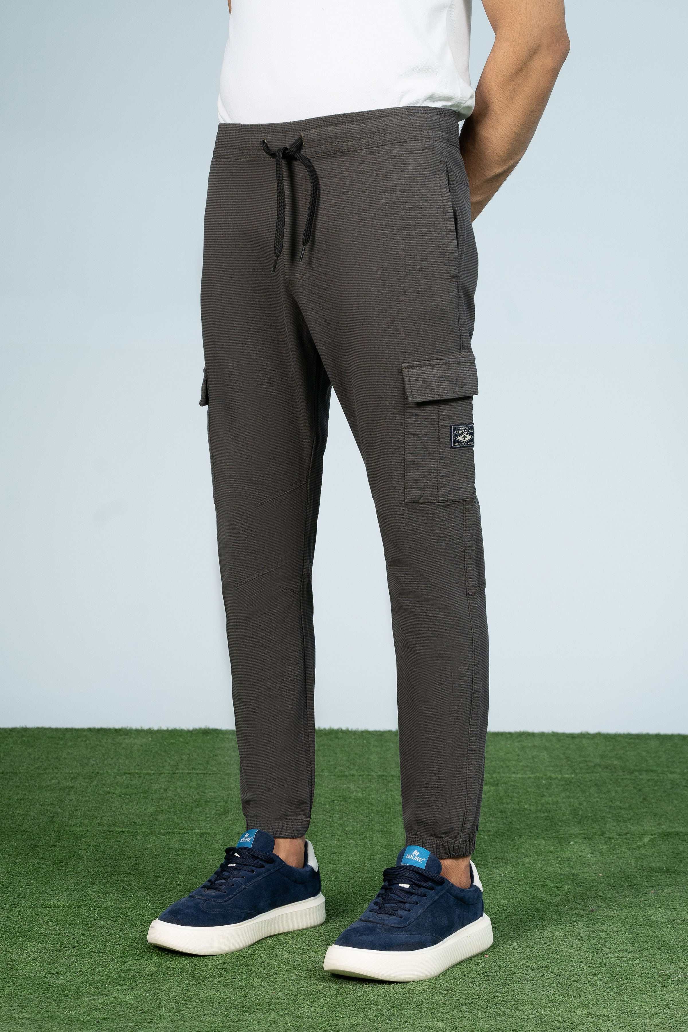 CARGO TEXTURED JOGGER TROUSER OLIVE - Charcoal Clothing