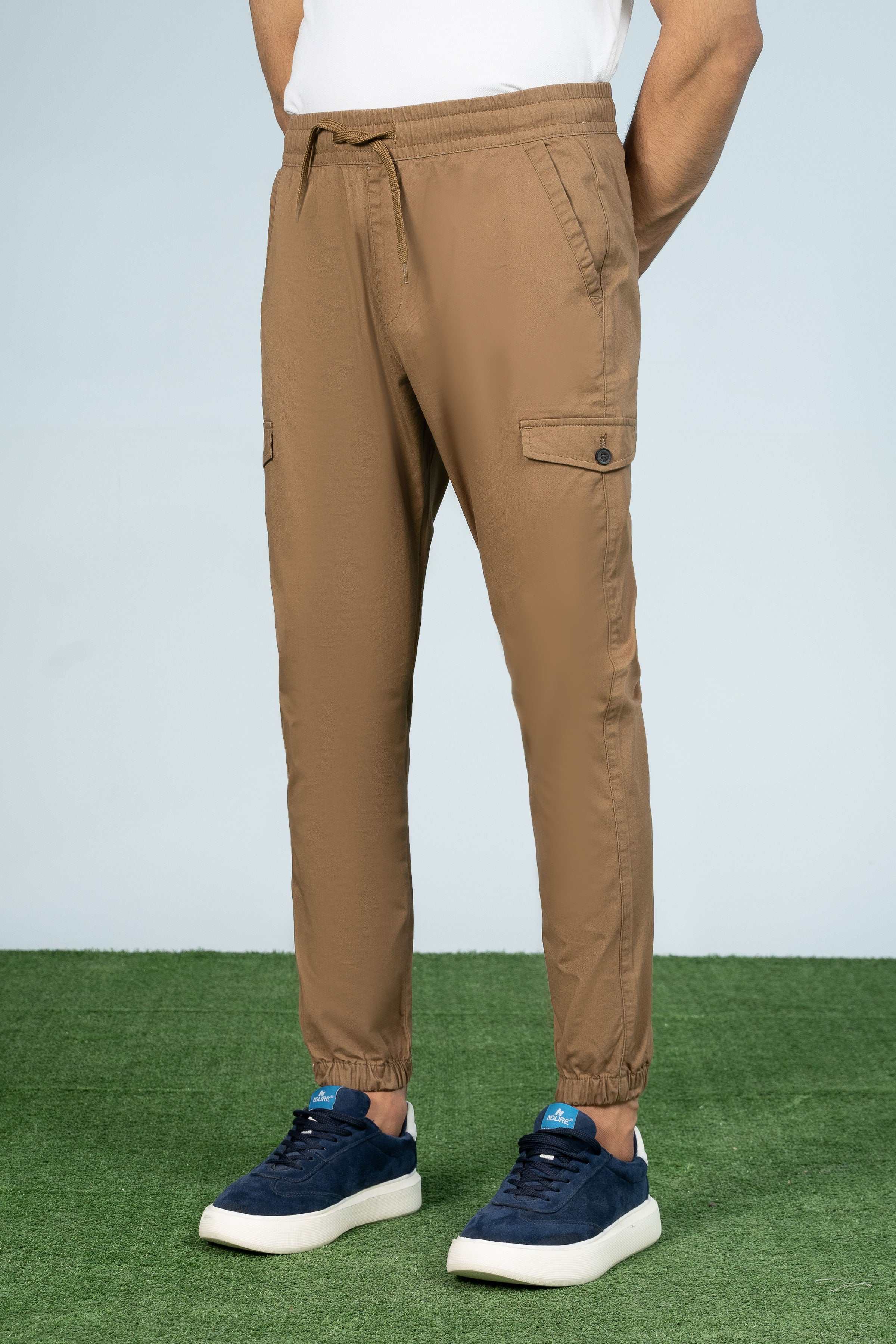 ENZYME WASHED JOGGER TROUSER DARK KHAKI - Charcoal Clothing
