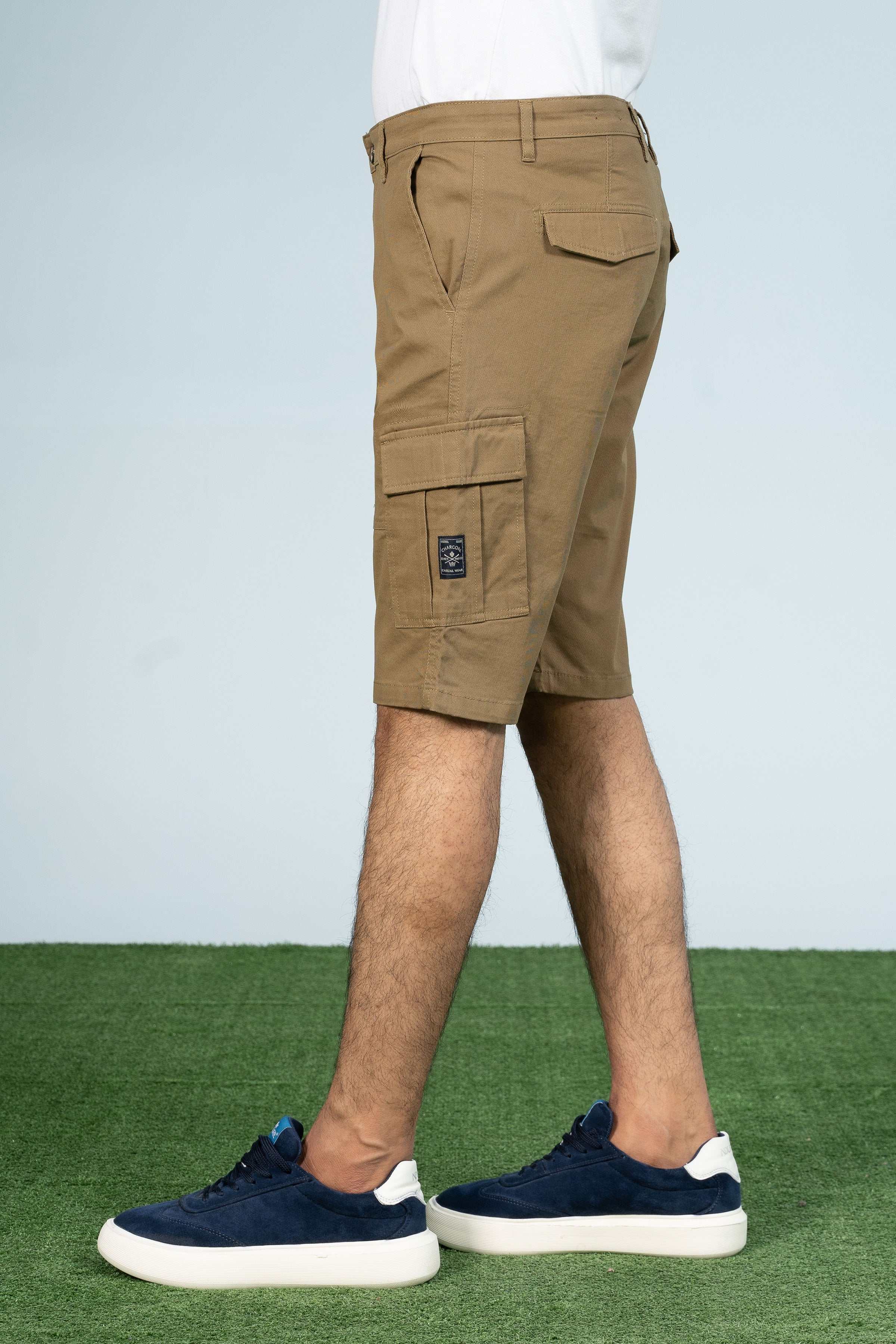CARGO REGULAR FIT SHORTS KHAKI - Charcoal Clothing