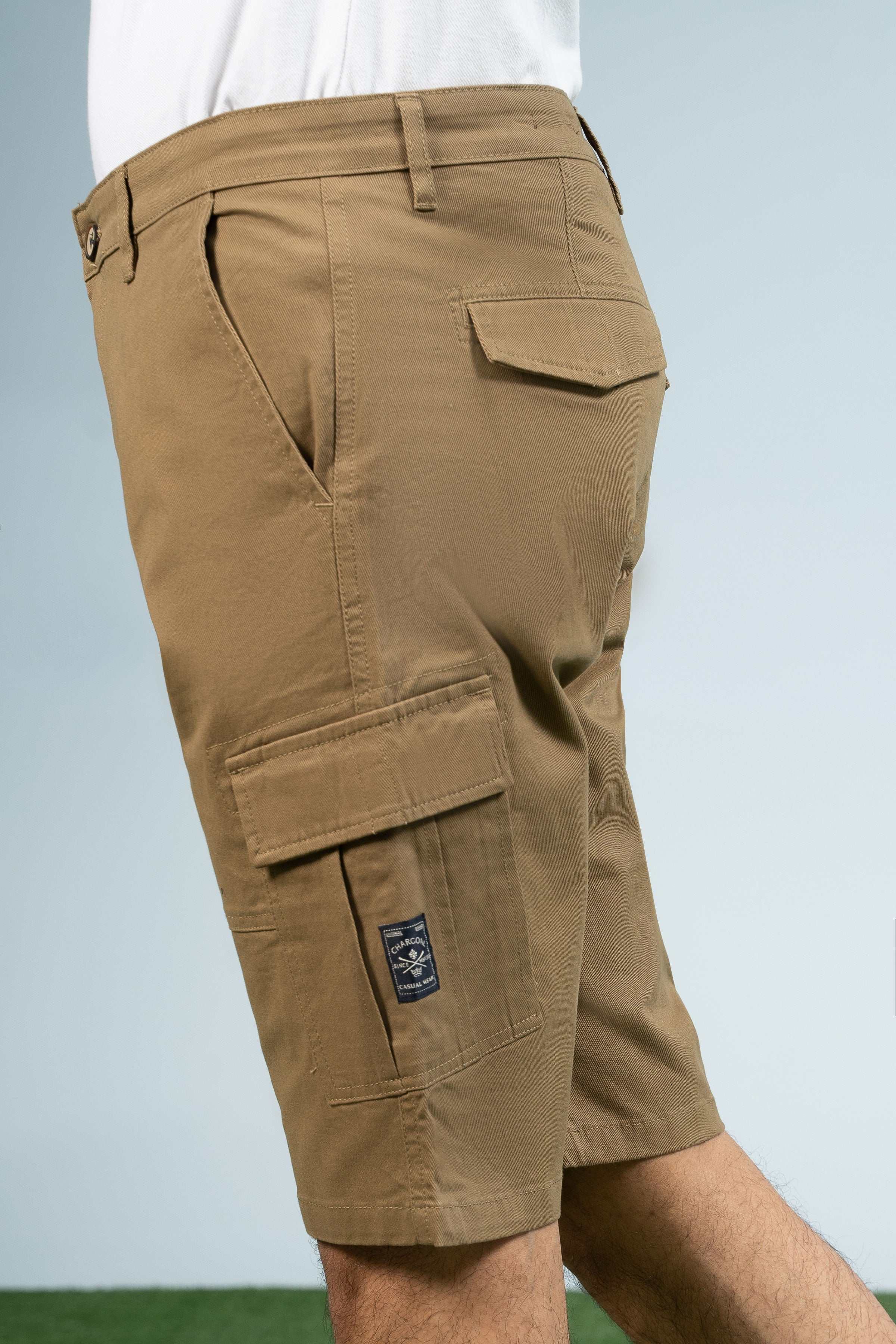CARGO REGULAR FIT SHORTS KHAKI - Charcoal Clothing