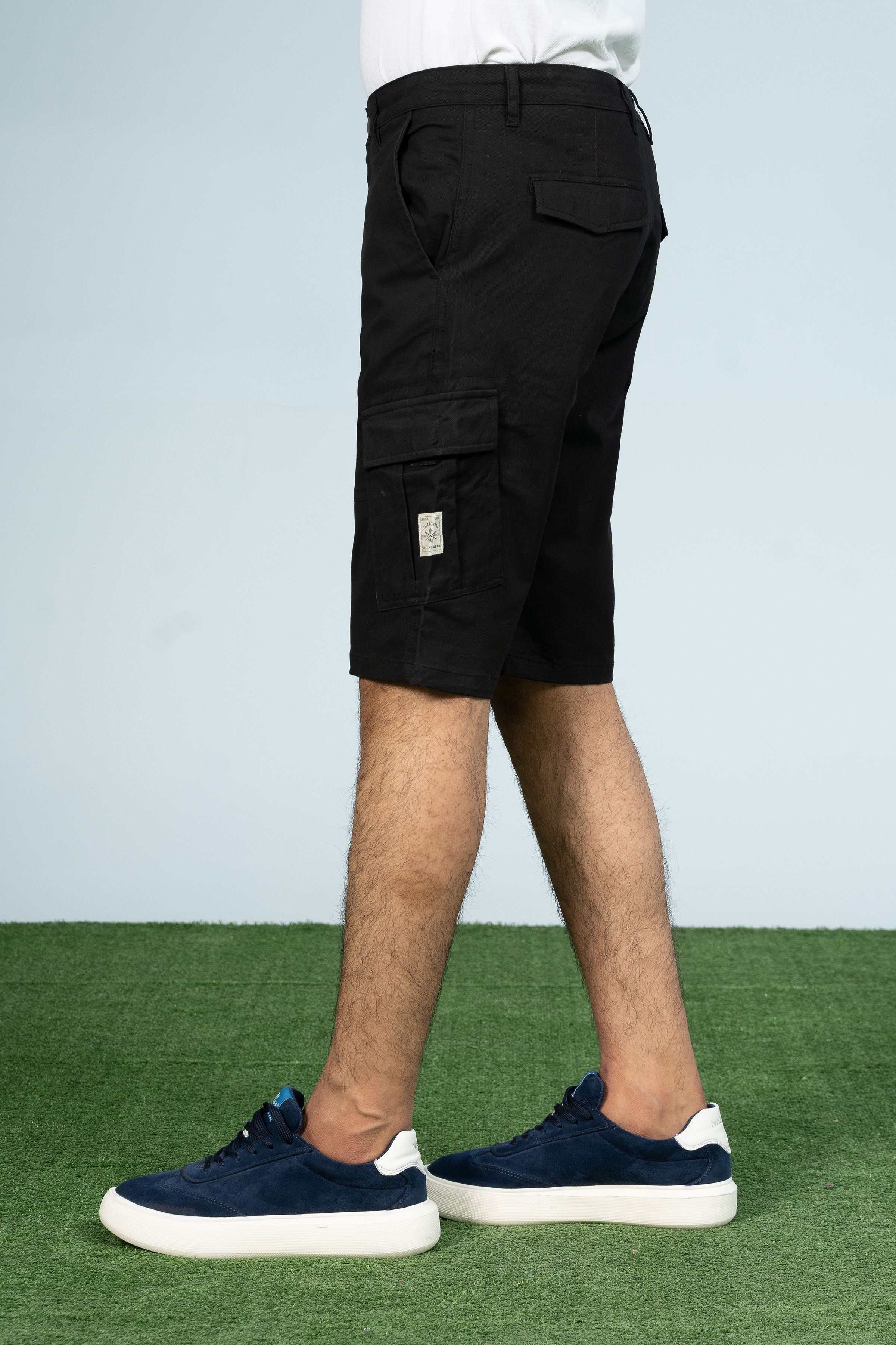 CARGO REGULAR FIT SHORTS BLACK - Charcoal Clothing