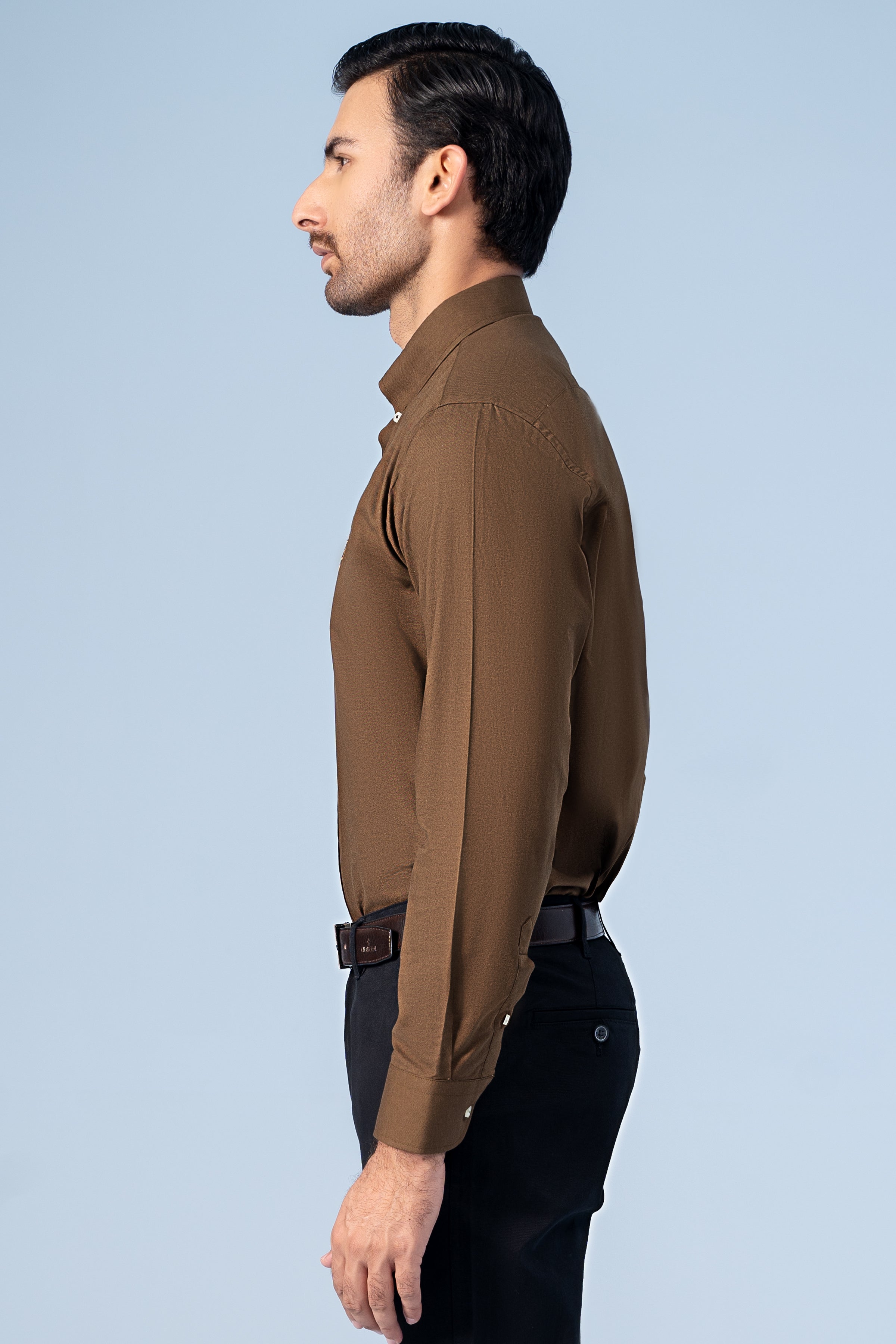 SEMI CASUAL SHIRT BROWN - Charcoal Clothing