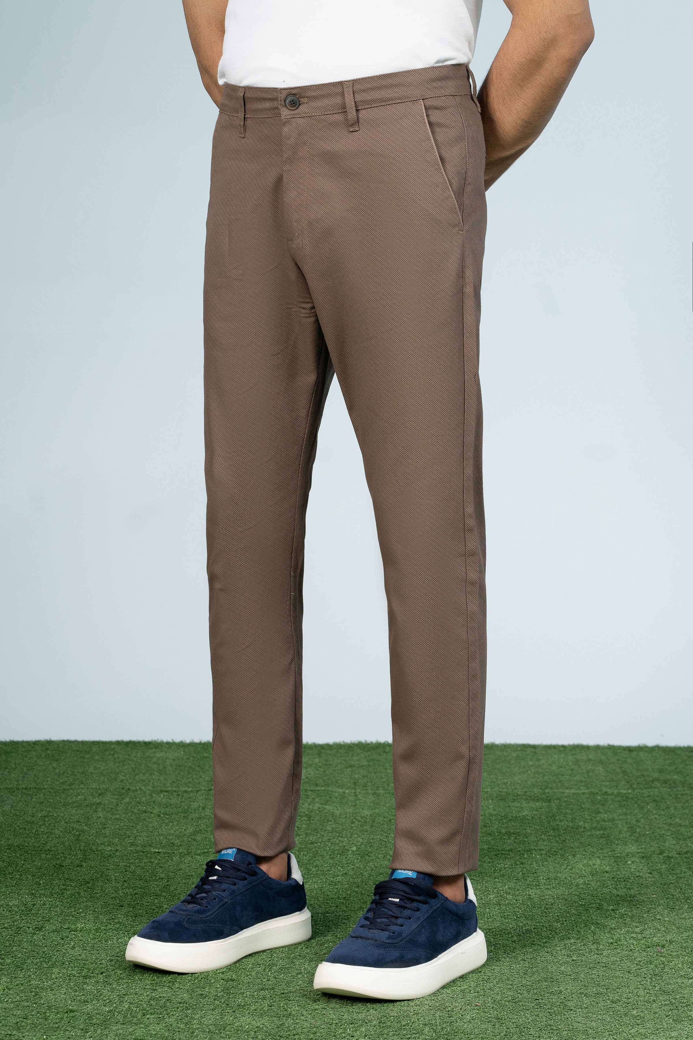 CROSS POCKET PRINTED PANT BROWN - Charcoal Clothing