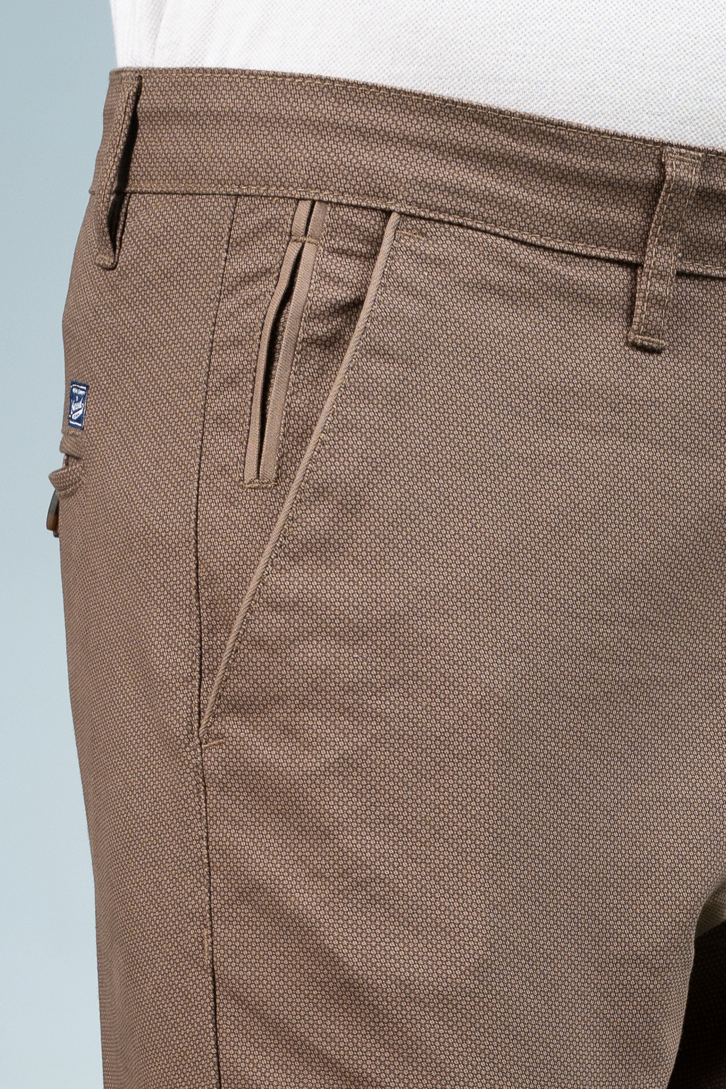 CROSS POCKET PRINTED PANT BROWN - Charcoal Clothing
