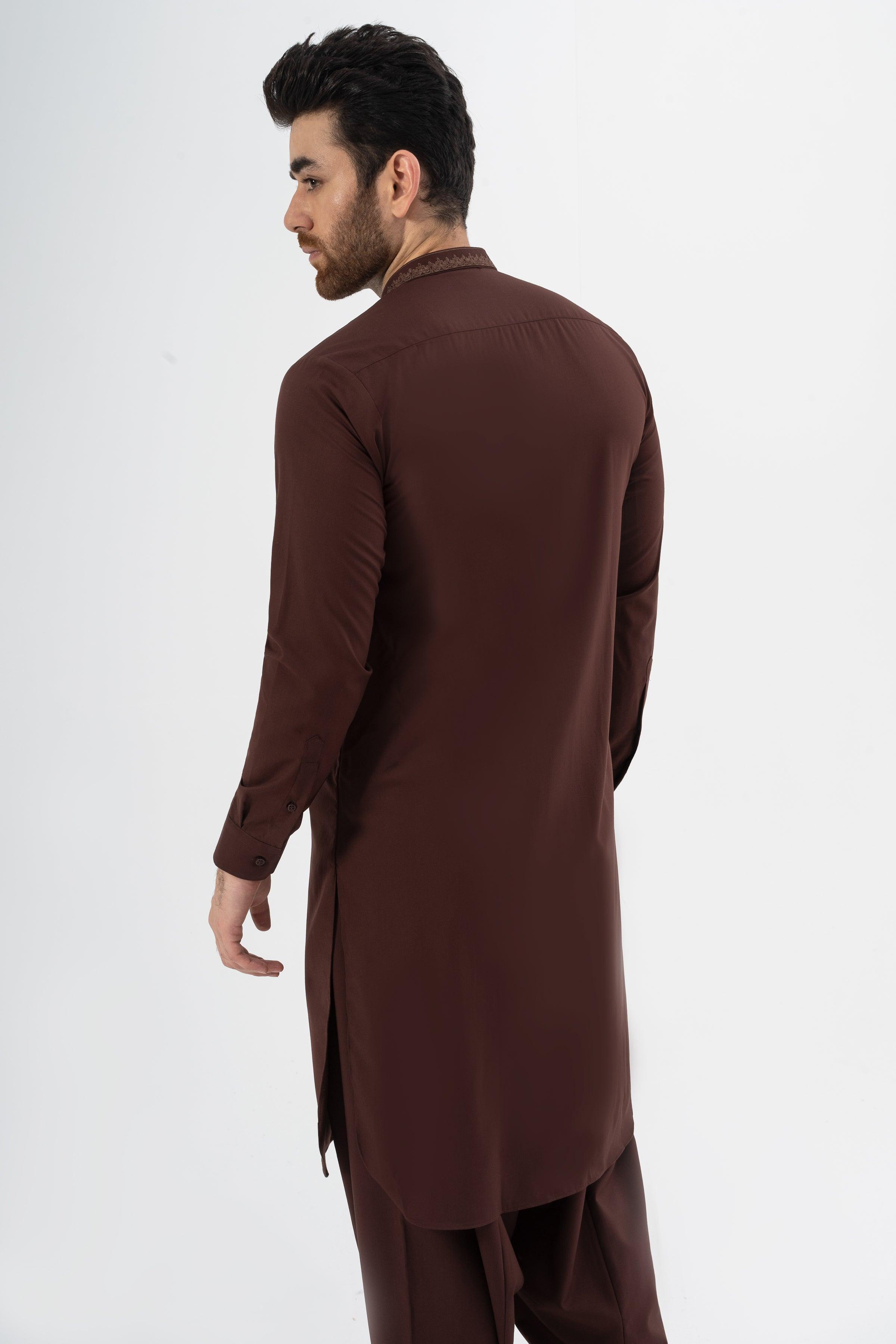 EMBROIDERED SHALWAR KAMEEZ MAROON at Charcoal Clothing