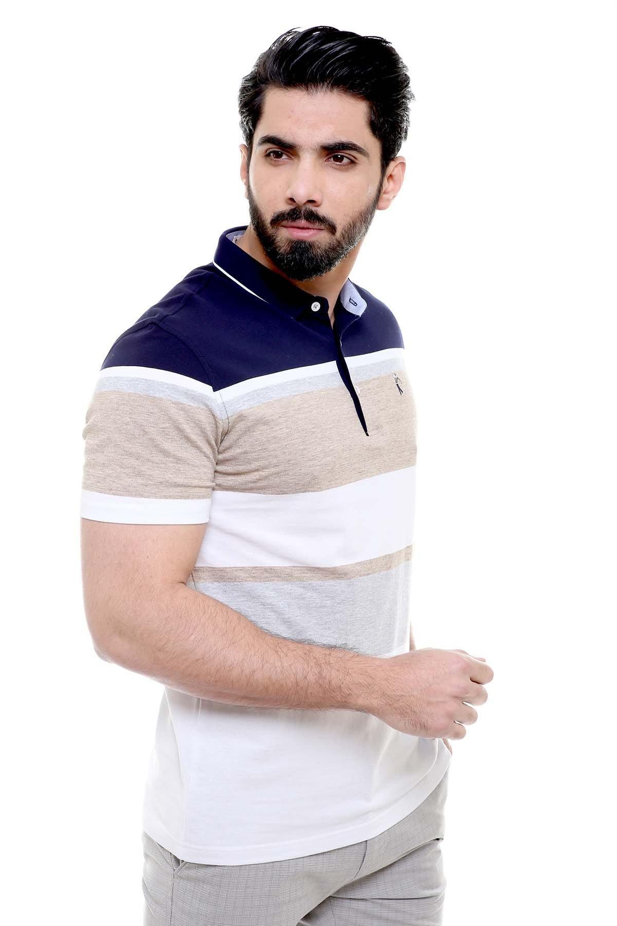 EXCLUSIVE T SHIRT NAVY KHAKI at Charcoal Clothing
