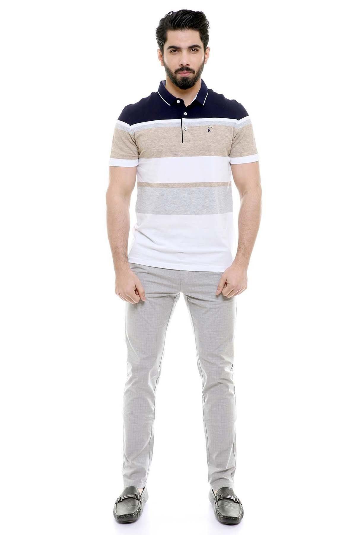EXCLUSIVE T SHIRT NAVY KHAKI at Charcoal Clothing