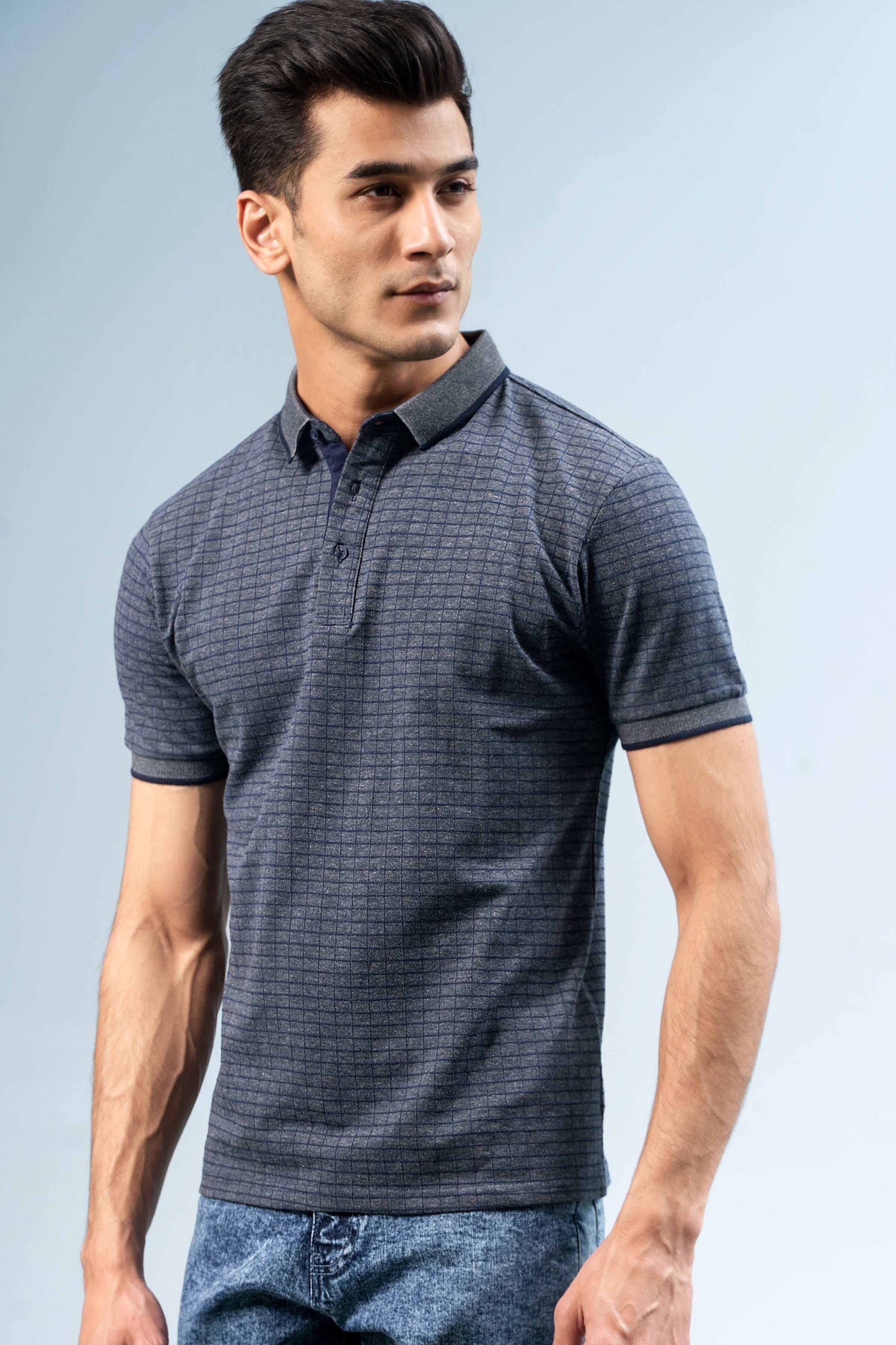 EXECUTIVE POLO BLUE GREY at Charcoal Clothing