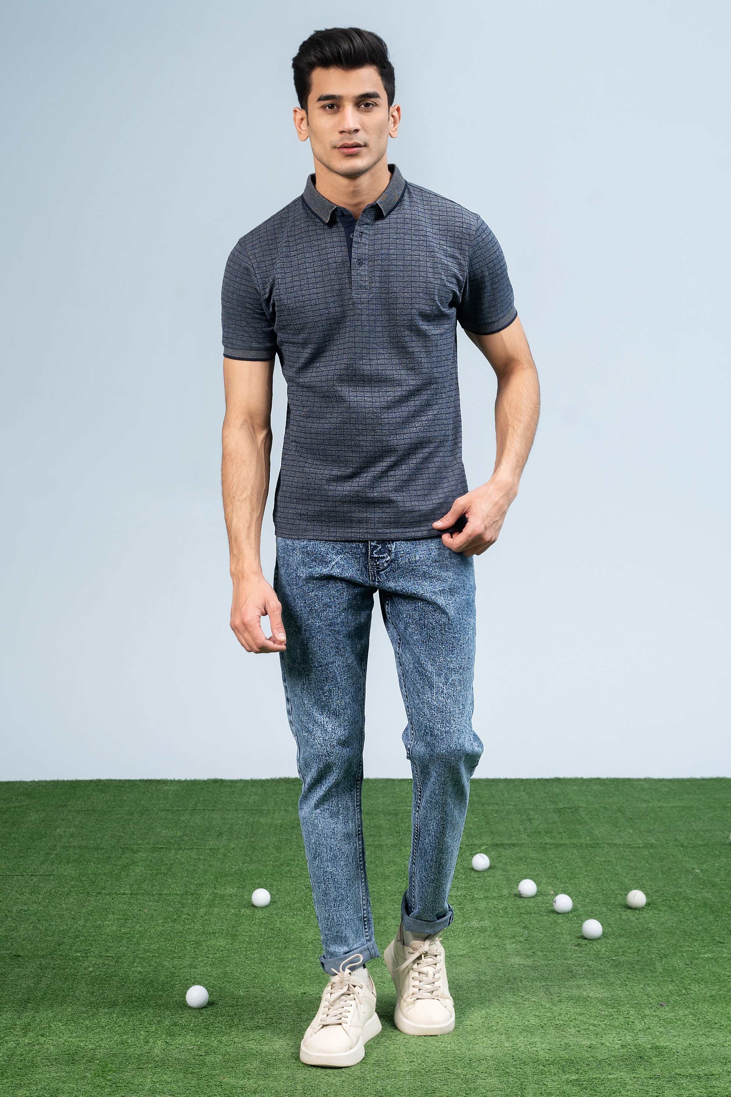 EXECUTIVE POLO BLUE GREY at Charcoal Clothing