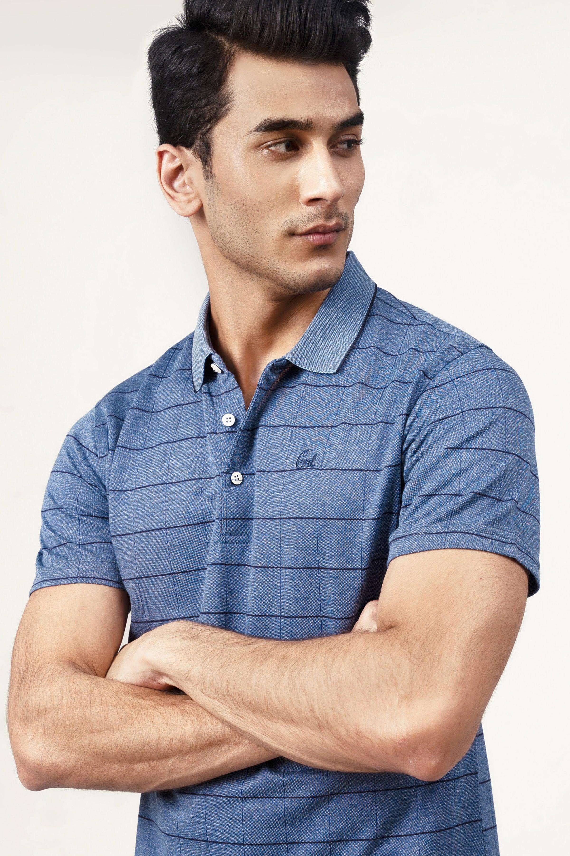EXECUTIVE POLO BLUE MELANGE at Charcoal Clothing