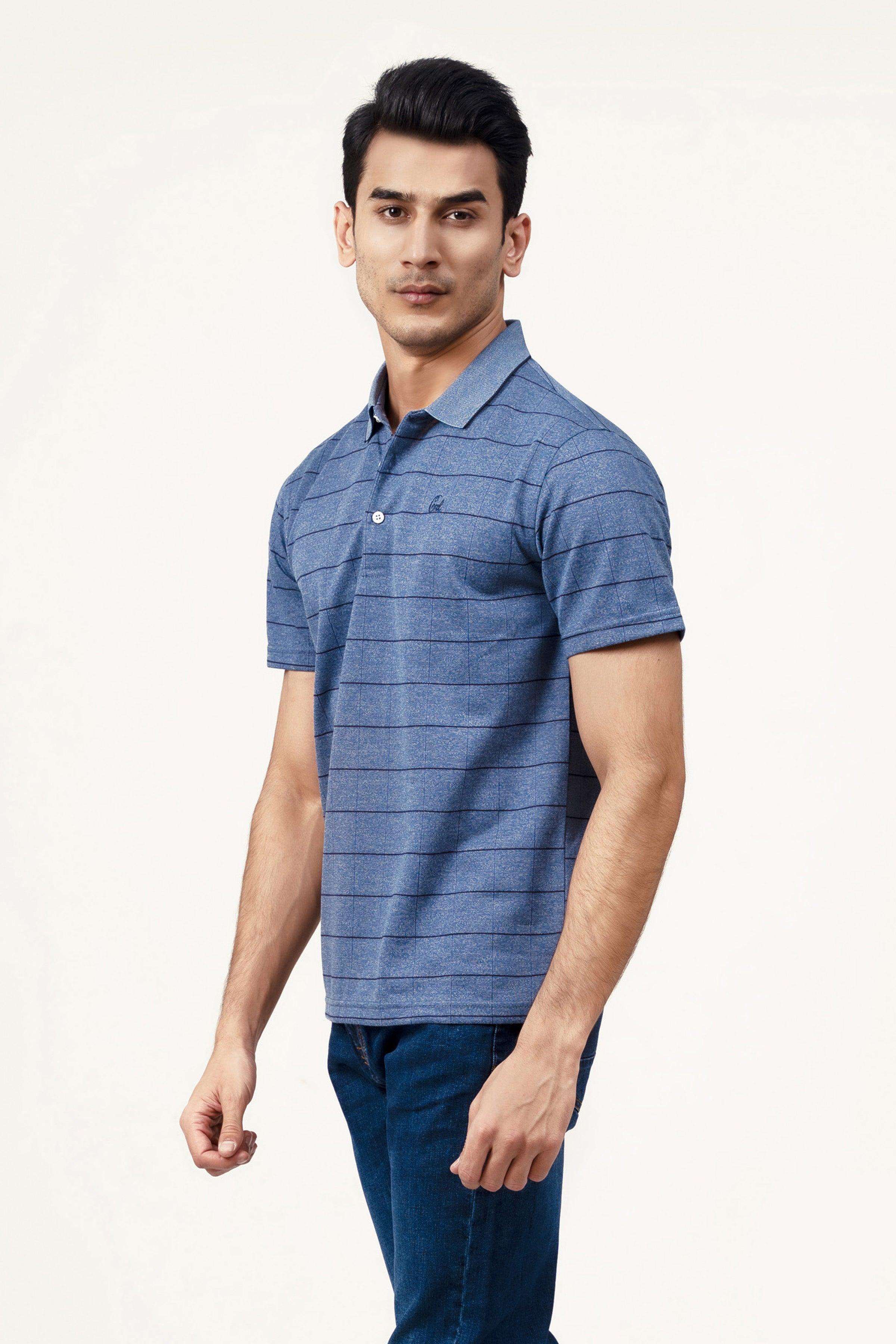 EXECUTIVE POLO BLUE MELANGE at Charcoal Clothing