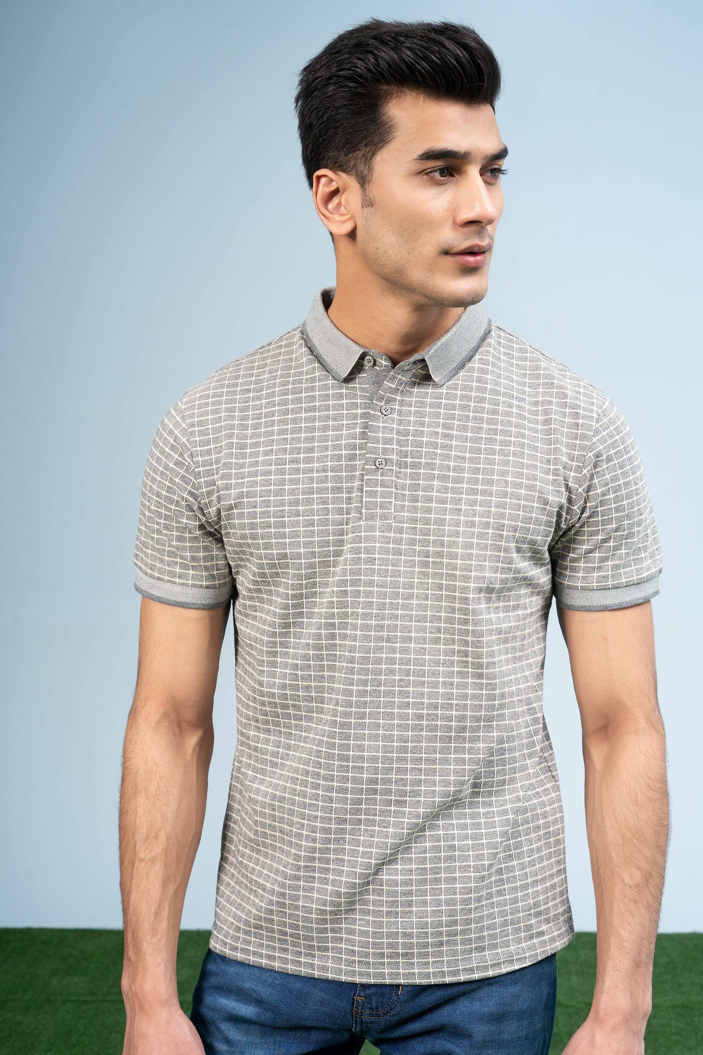 EXECUTIVE POLO HEATHER GREY at Charcoal Clothing