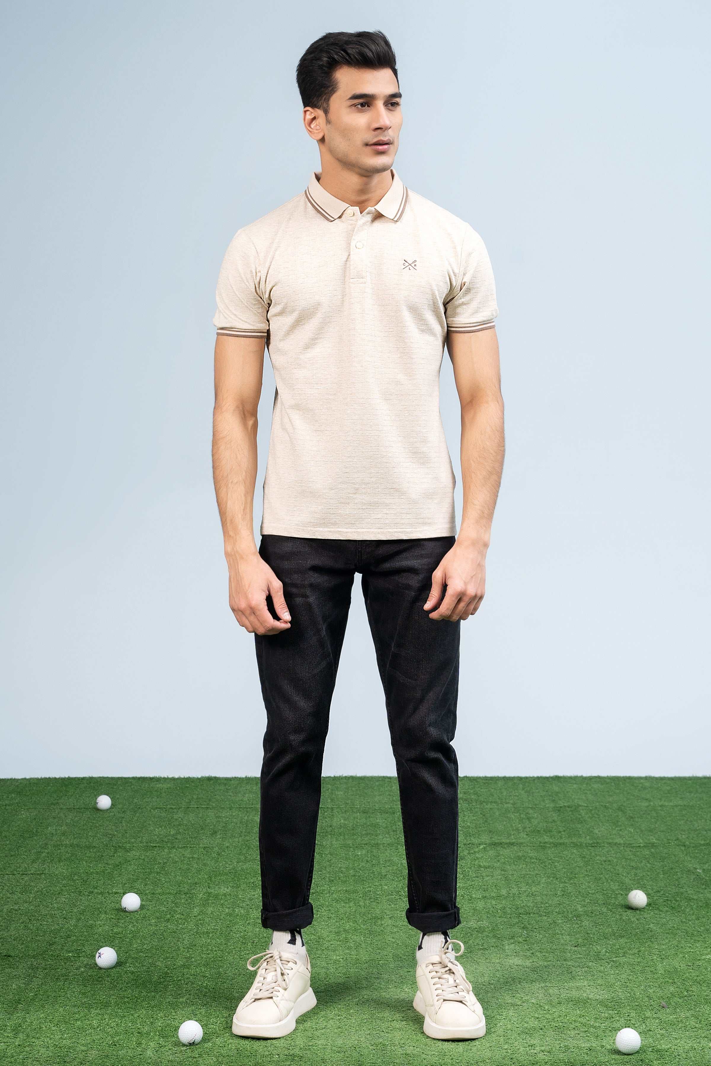 EXECUTIVE POLO OATMEAL at Charcoal Clothing