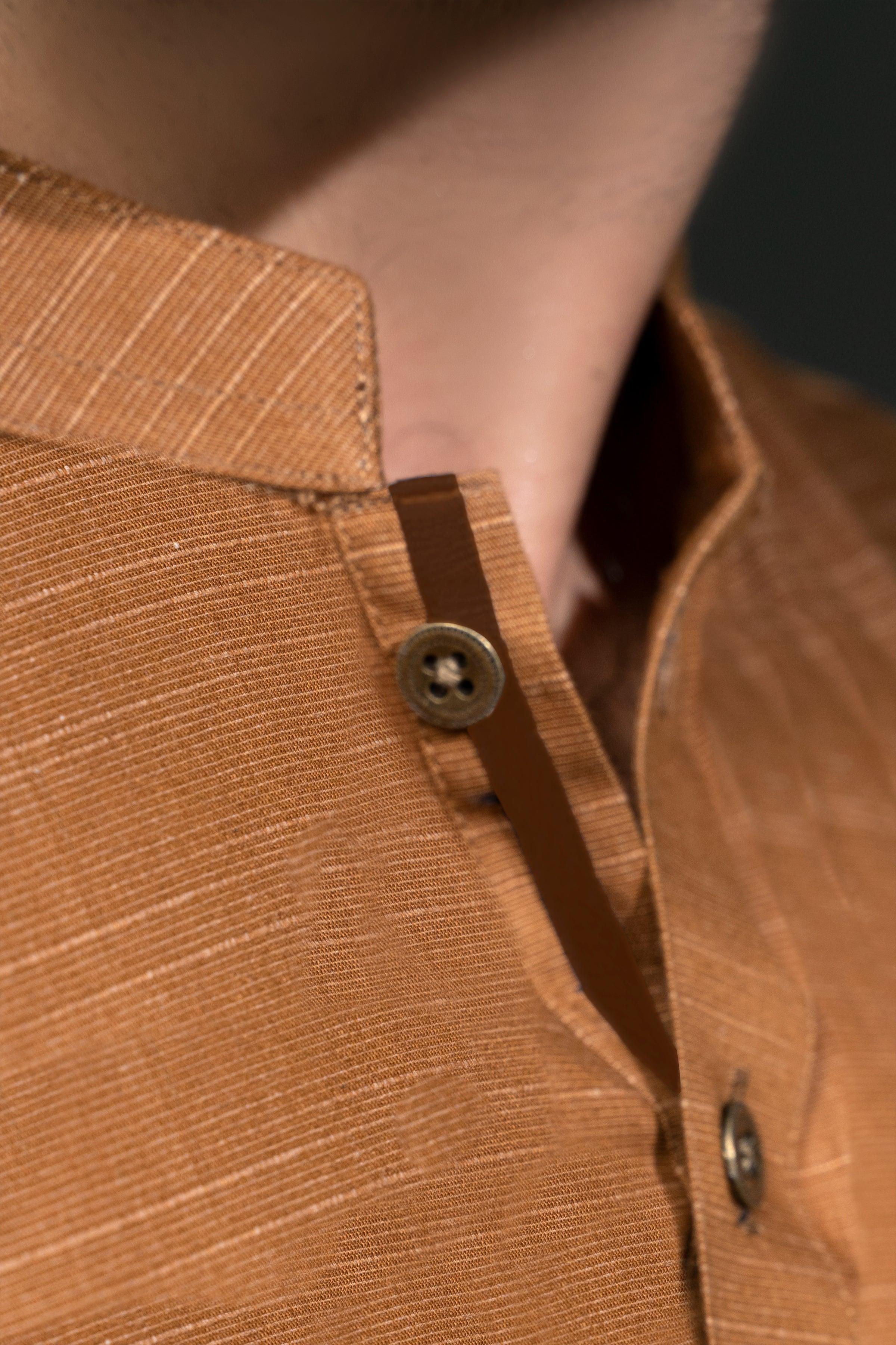 EXQUISITE TEXTURED KURTA PAJAMA MUSTARD at Charcoal Clothing