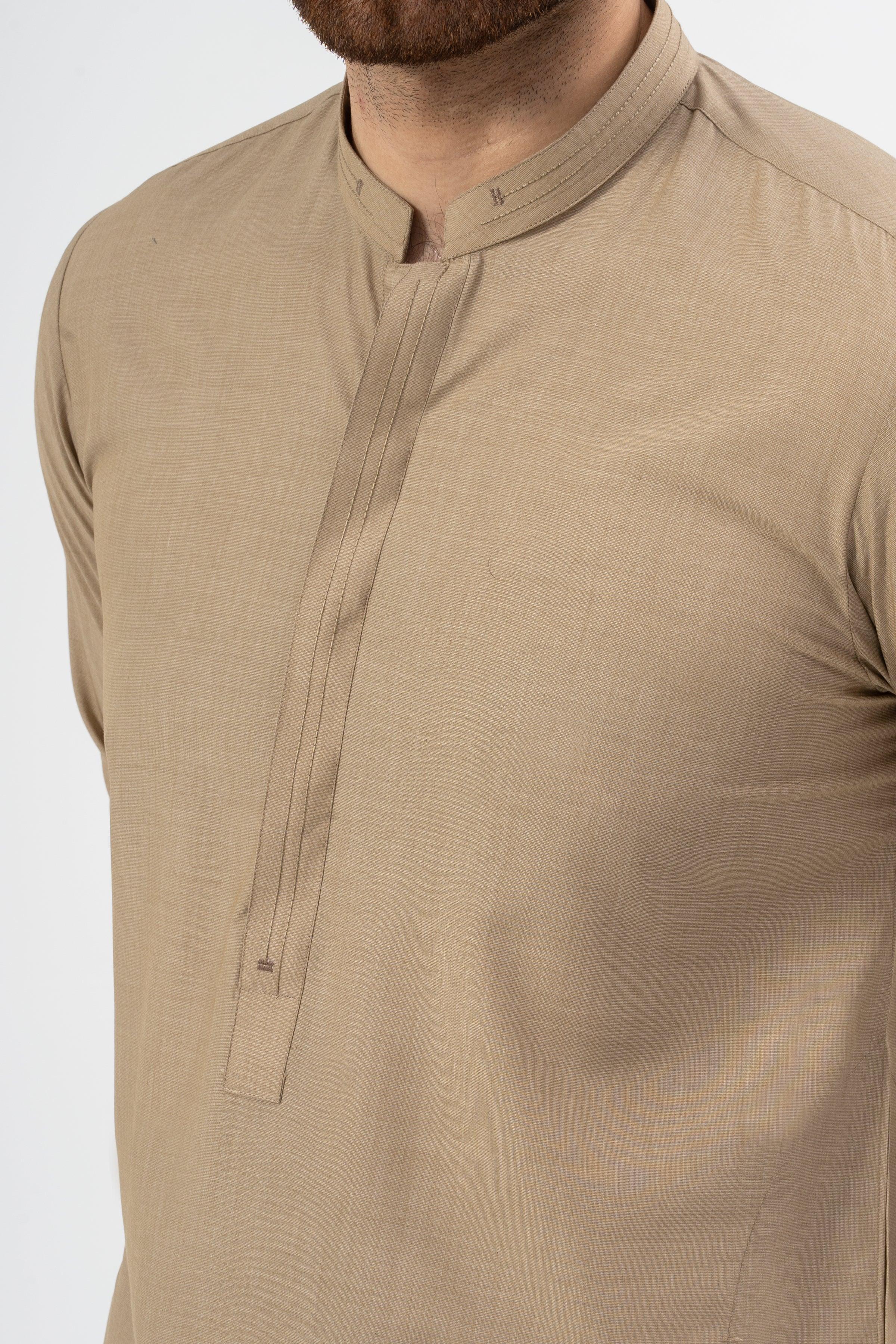 EXQUISITE TEXTURED SHALWAR KAMEEZ KHAKI at Charcoal Clothing