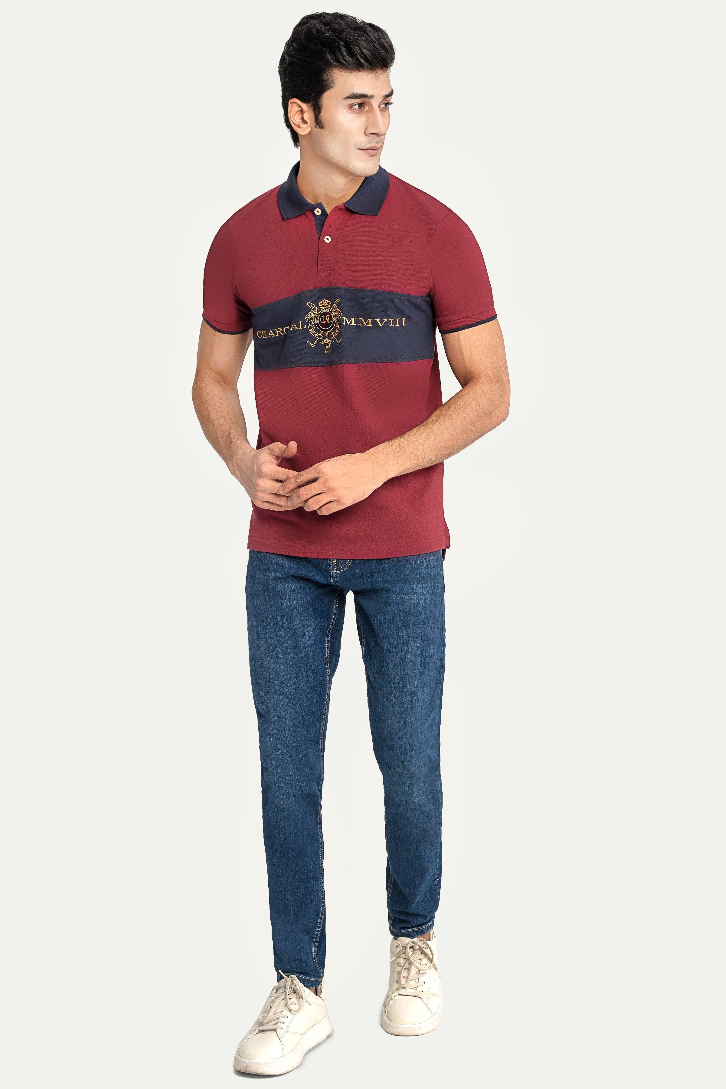 FASHION POLO MAHROON NAVY at Charcoal Clothing