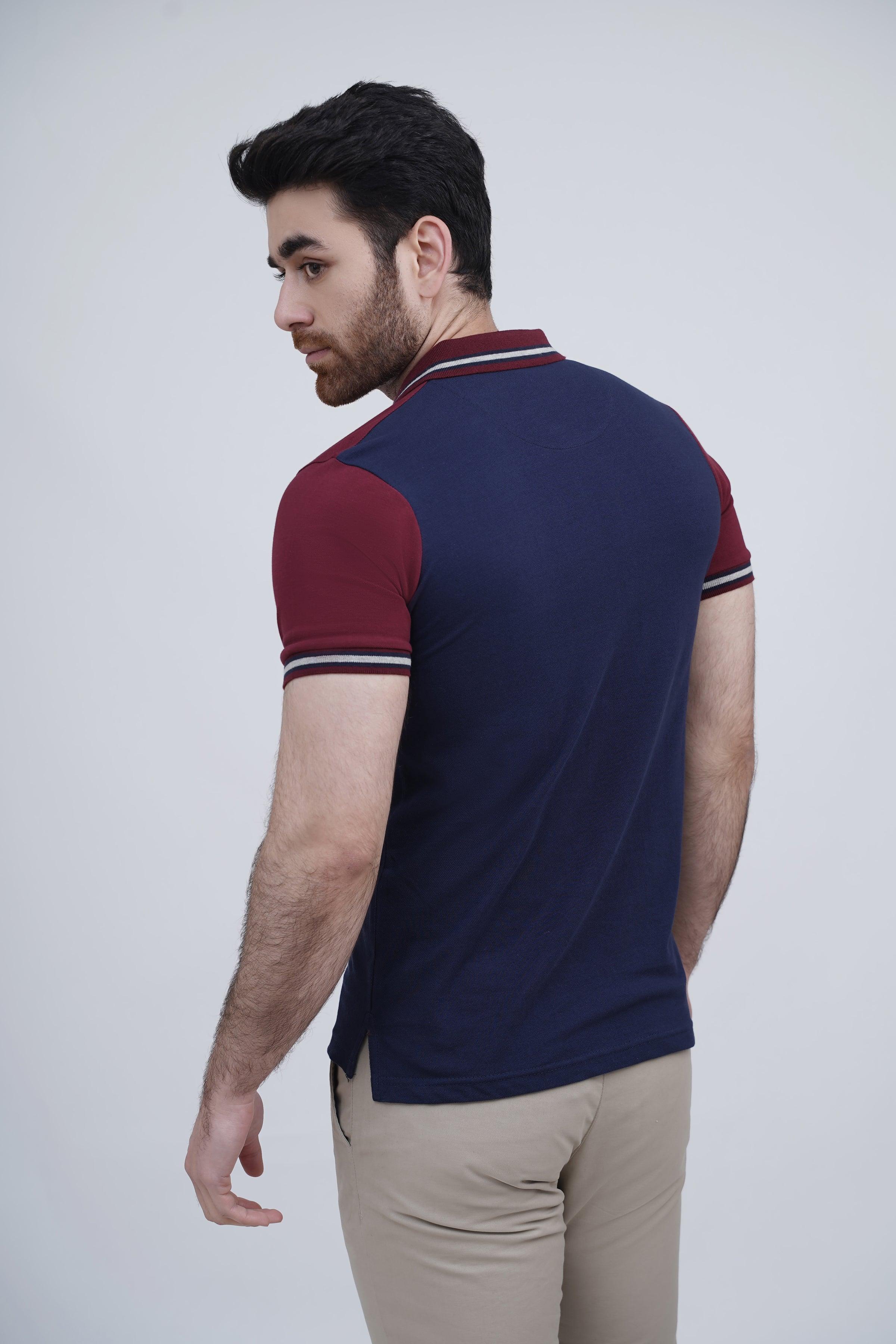 FASHION POLO NAVY MAROON at Charcoal Clothing