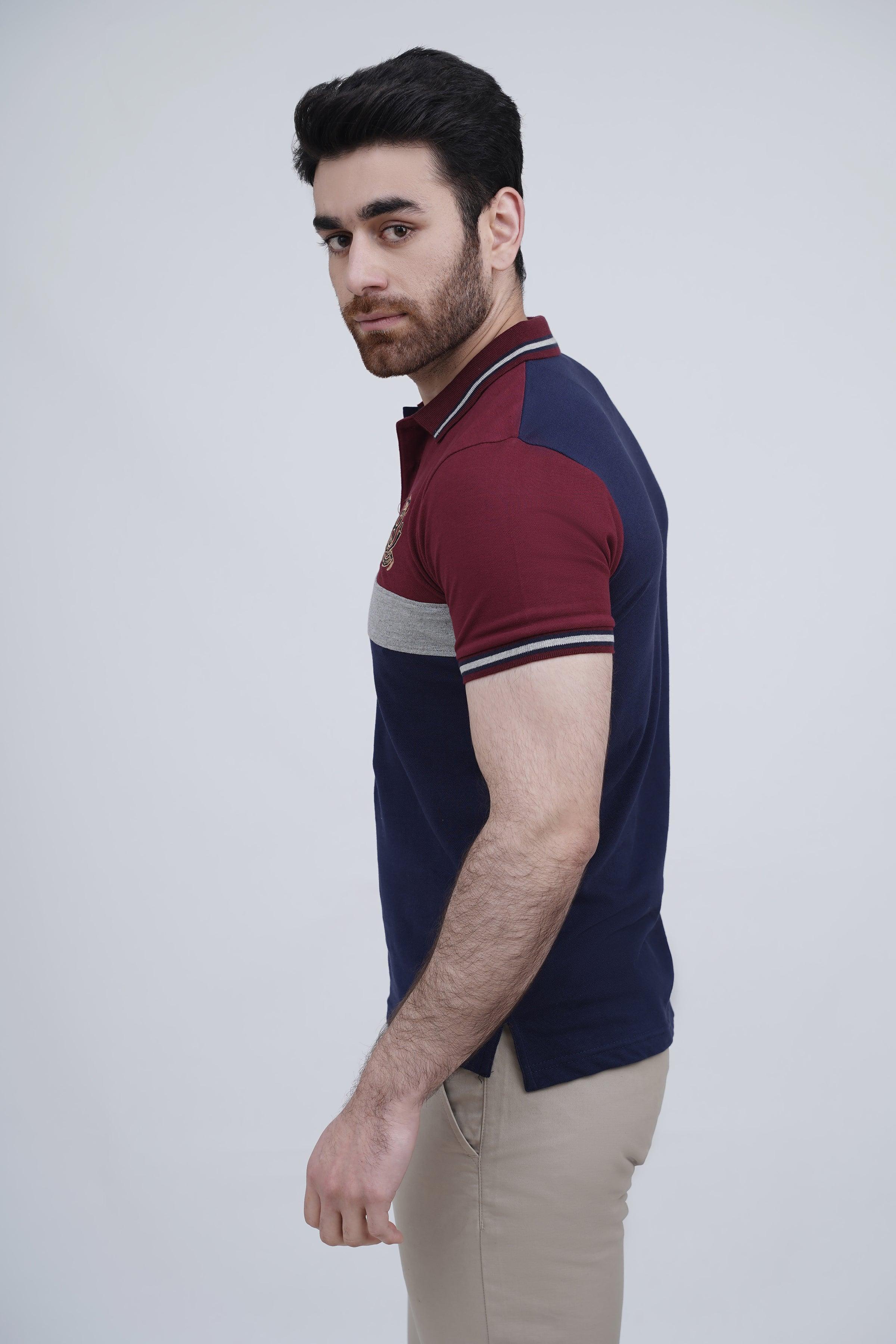 FASHION POLO NAVY MAROON at Charcoal Clothing