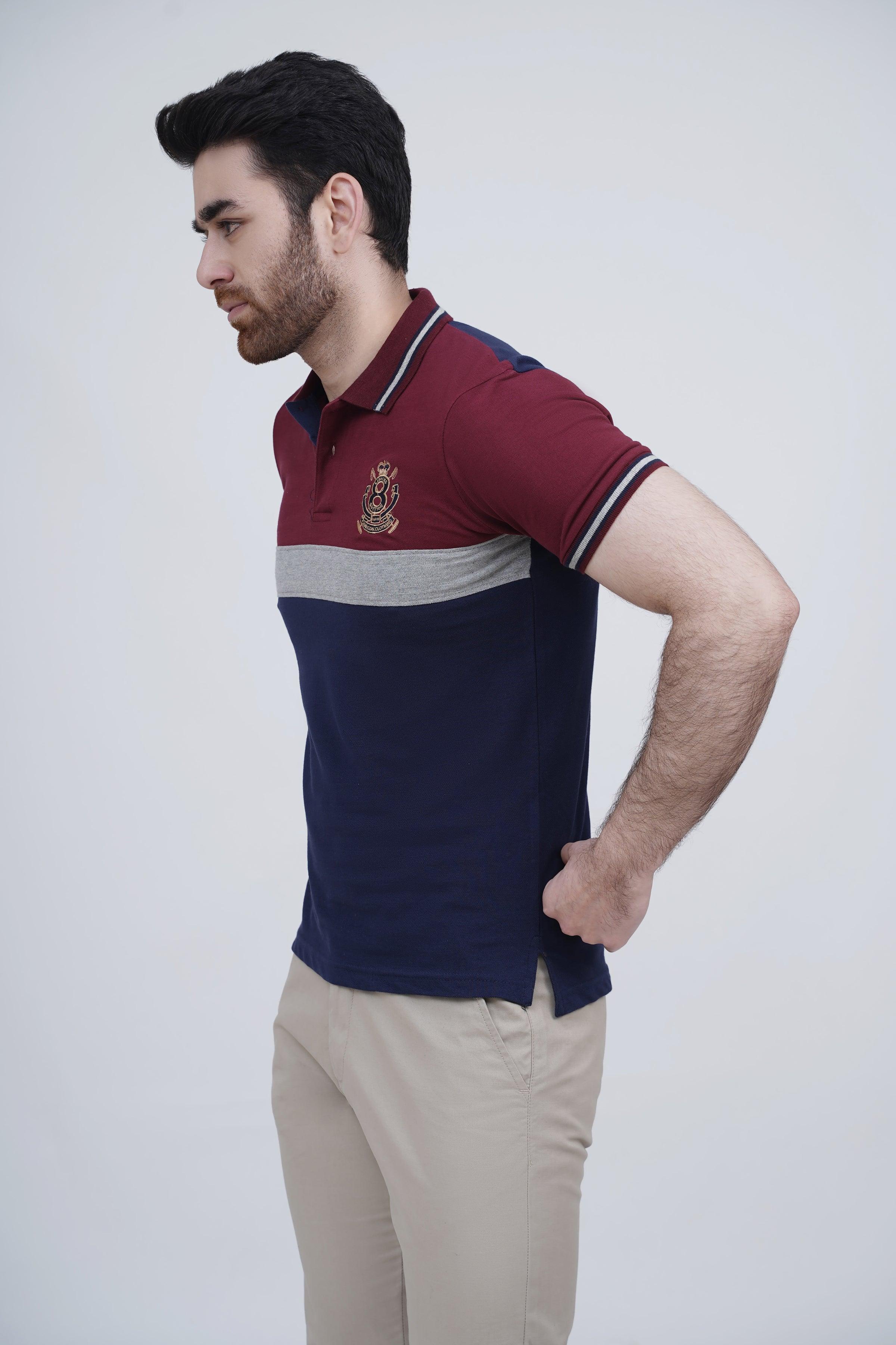 FASHION POLO NAVY MAROON at Charcoal Clothing